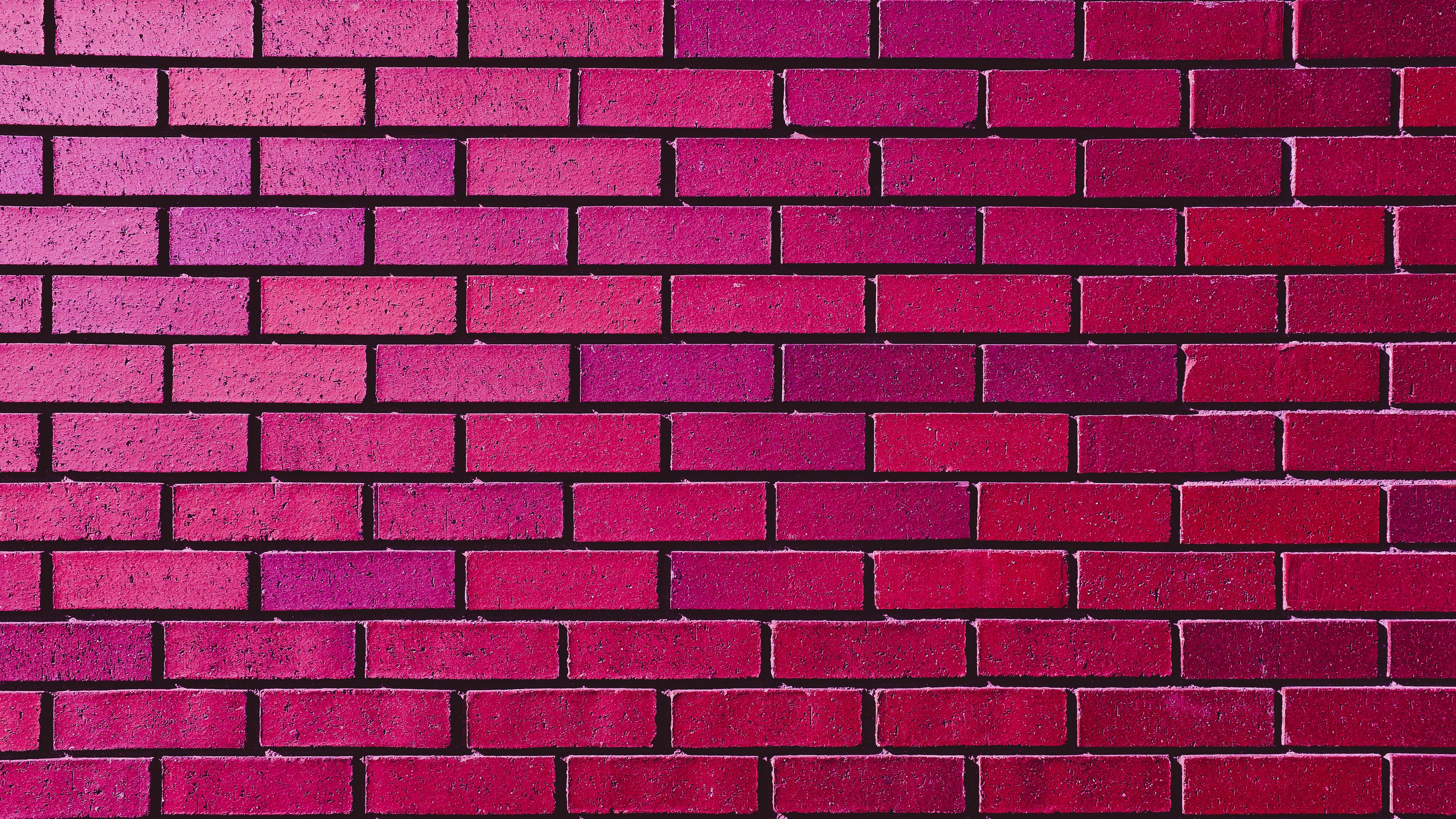 wall, brick, texture, pink, purple, shades, 4k, HD Wallpaper