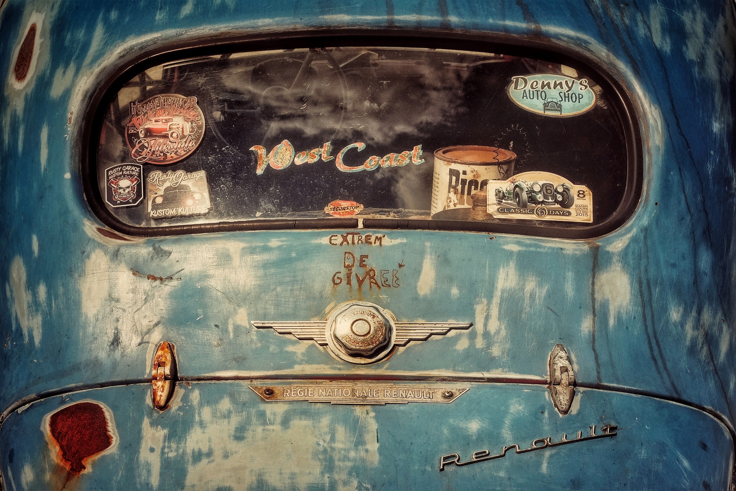 Renault, blue cars, old, car, vehicle, HD Wallpaper