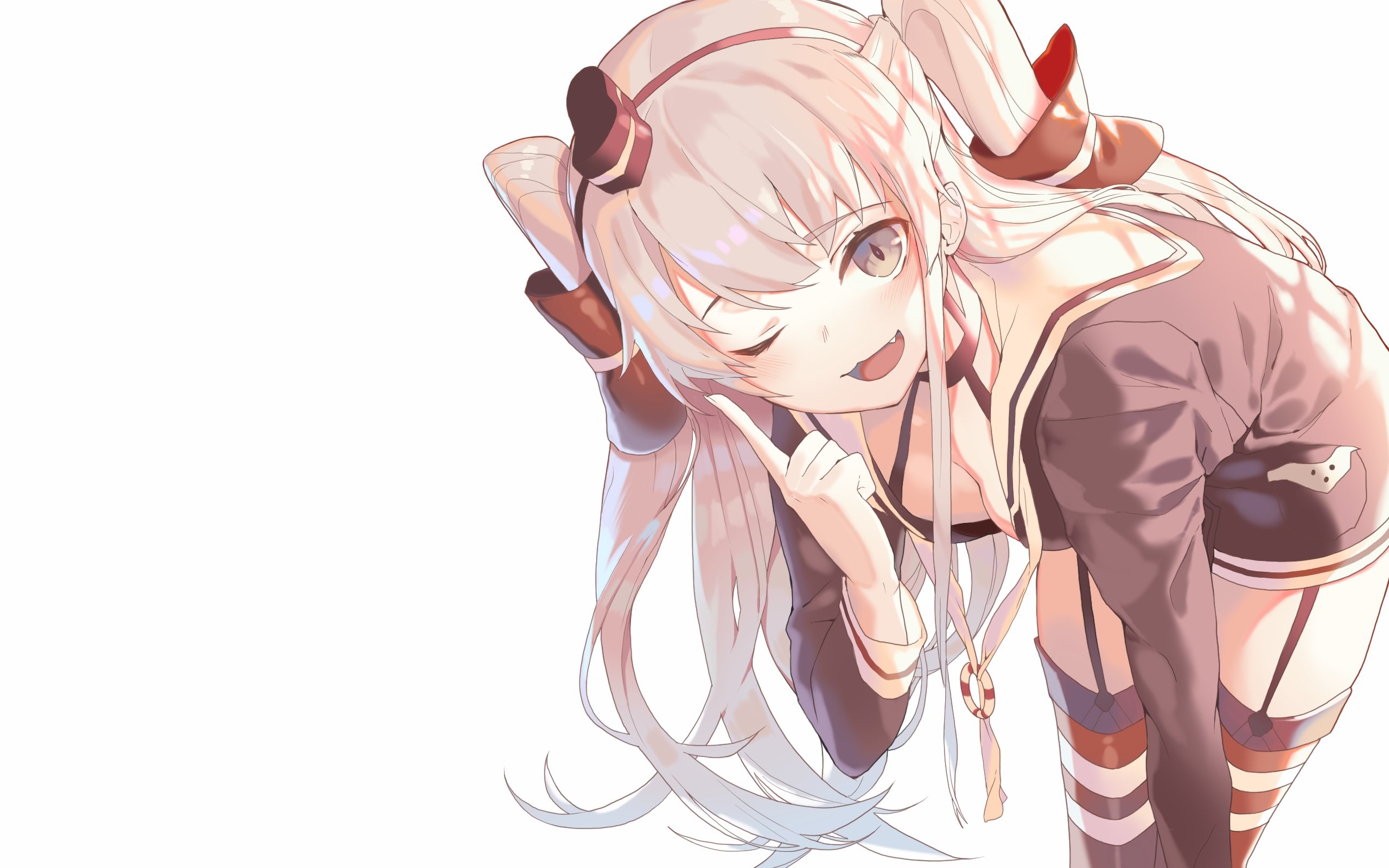 Amatsukaze (Kancolle), Kantai Collection, white background, hair ornament, open mouth, HD Wallpaper