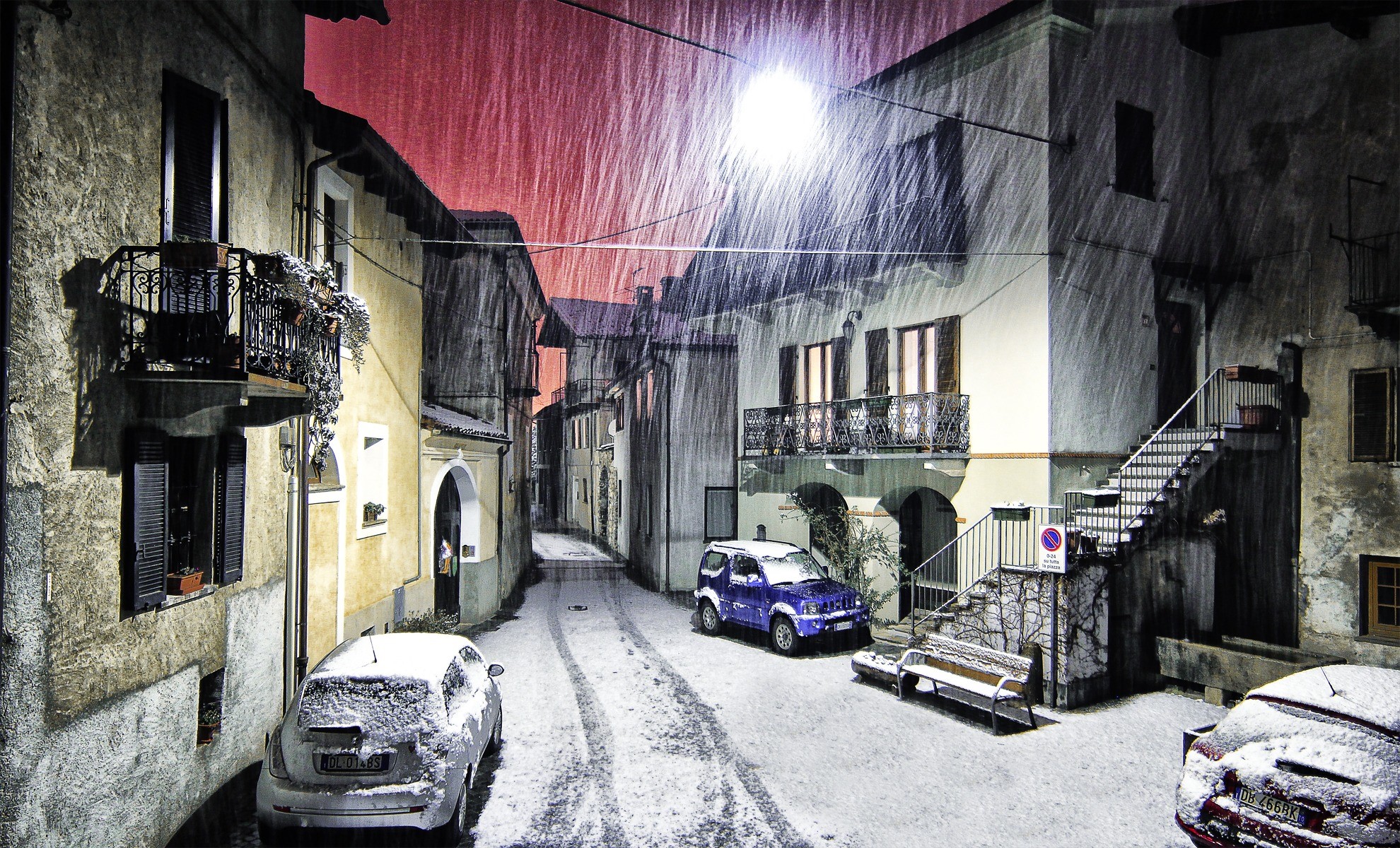 winter, snow, night, Italy, HD Wallpaper