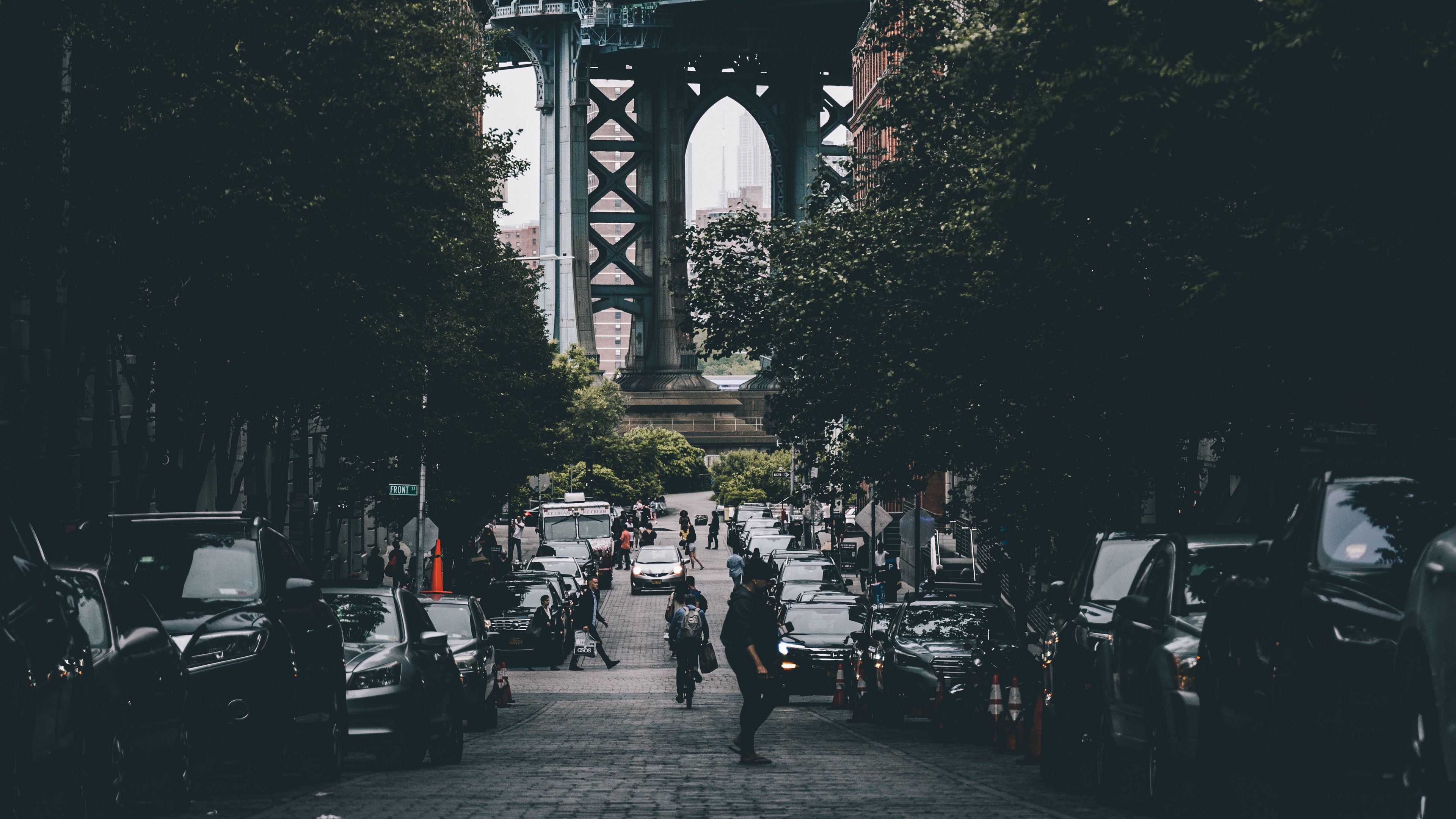 city, street, architecture, buildings, people, cars, 4k, HD Wallpaper