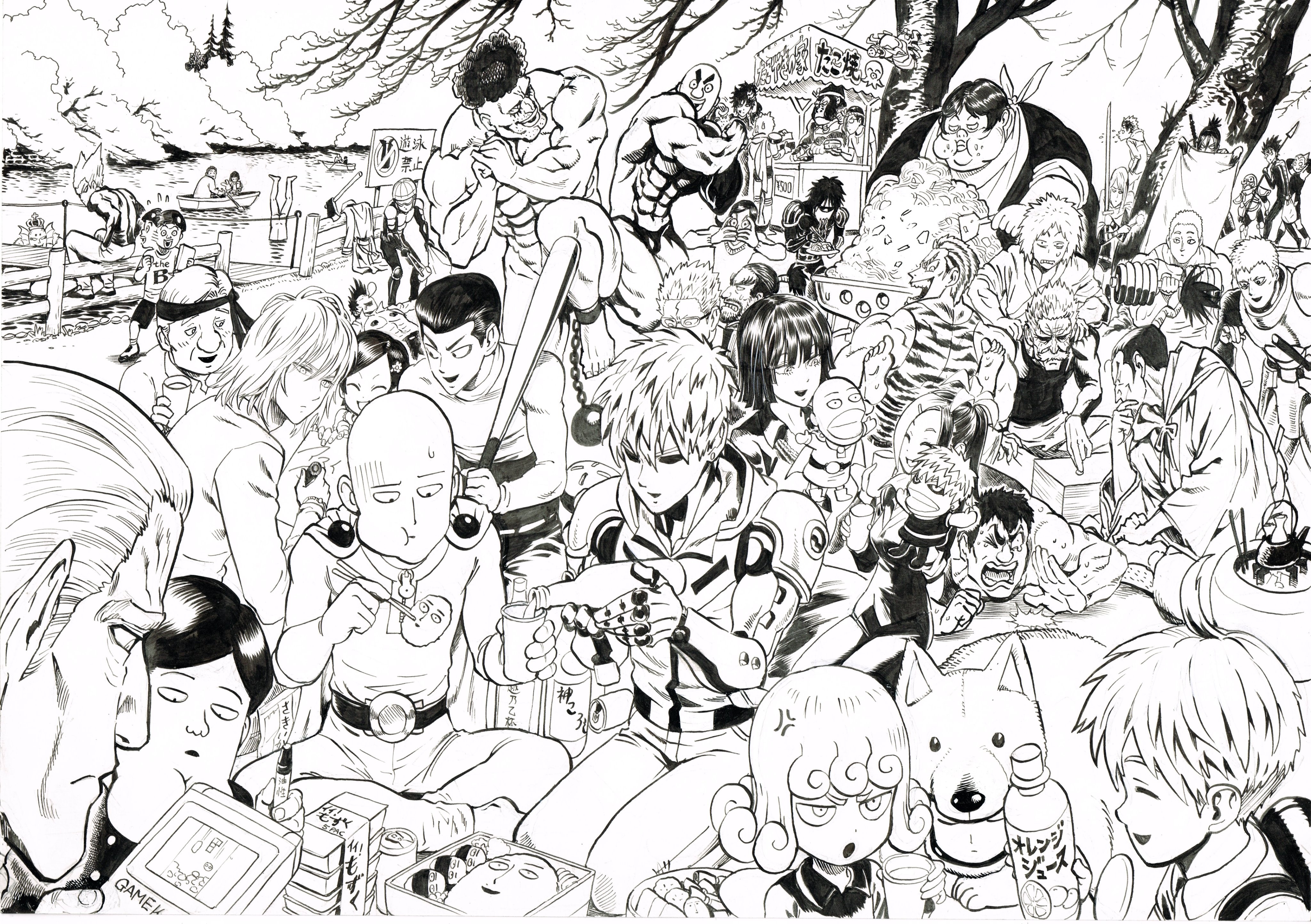 One-Punch Man, Yusuke Murata, Saitama, Genos, illustration, HD Wallpaper