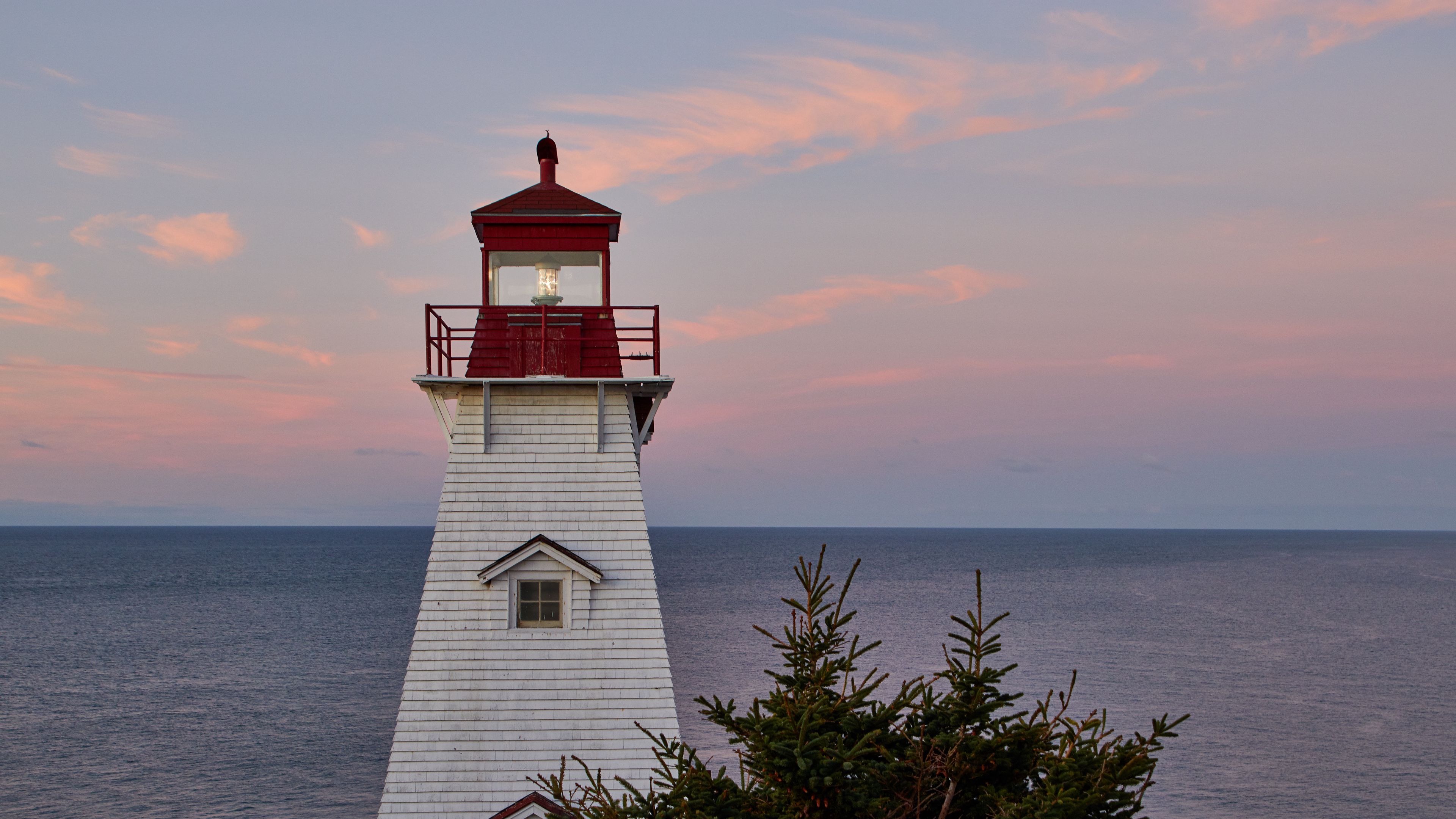 lighthouse, building, sea, spruce, nautical, 4k, HD Wallpaper