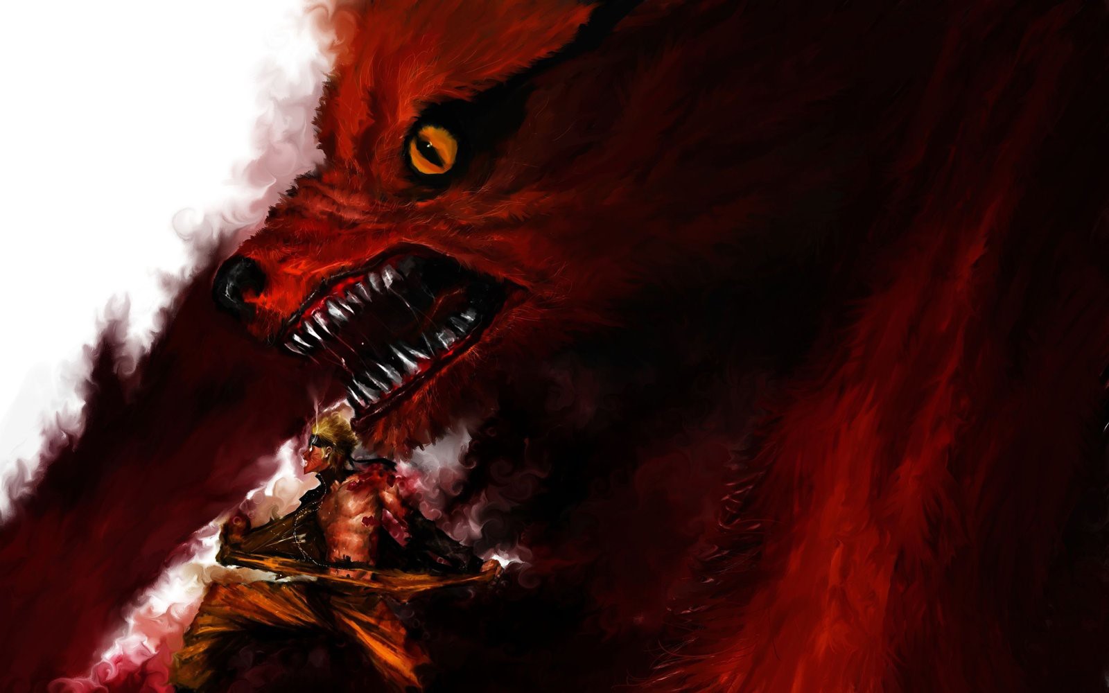 anime, Naruto Shippuuden, creature, yellow eyes, teeth, anime boys, HD Wallpaper