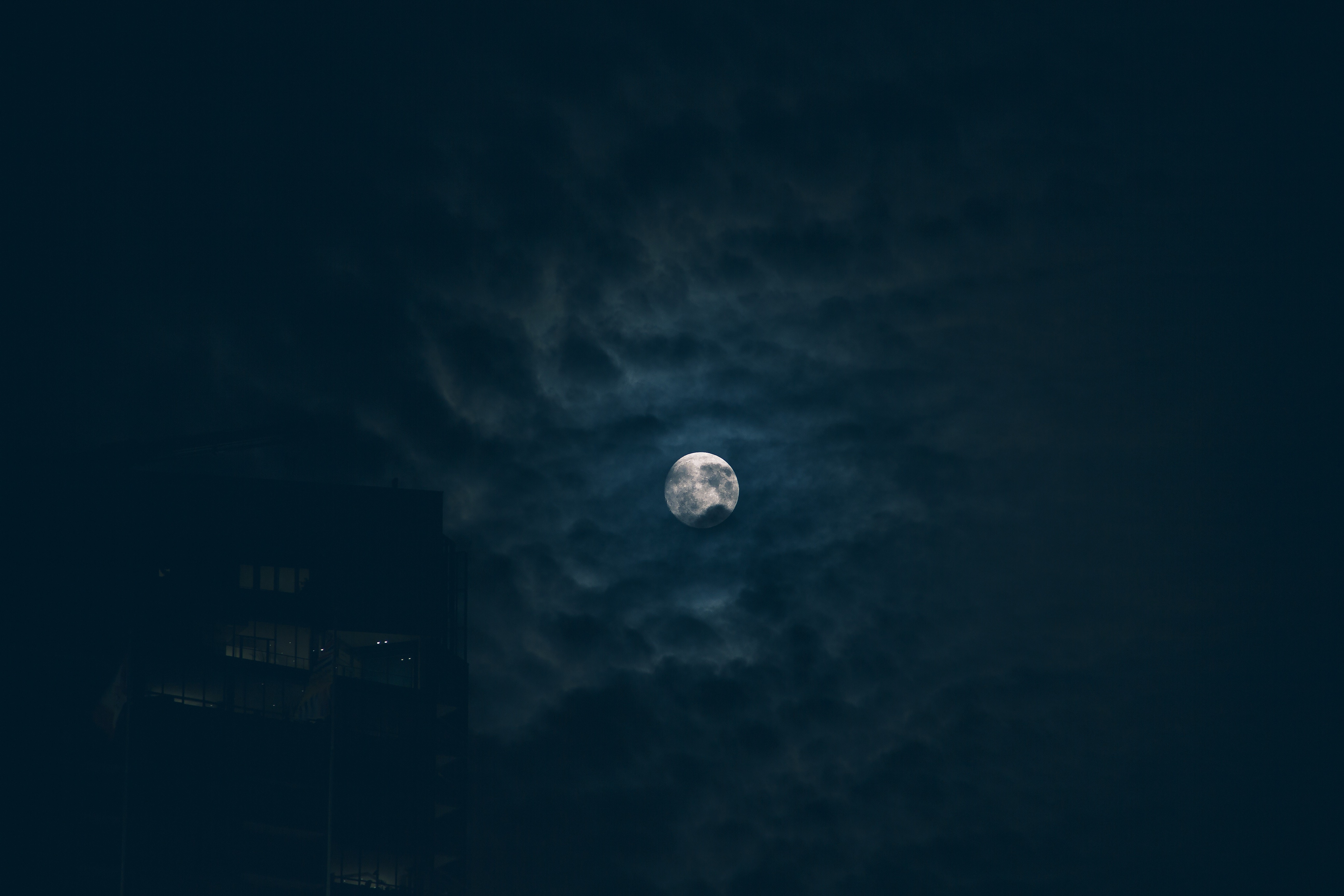 Moon, night, clouds, HD Wallpaper