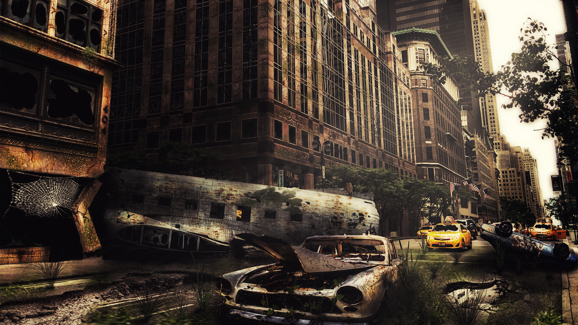 city, apocalyptic, futuristic, Photoshop, HD Wallpaper