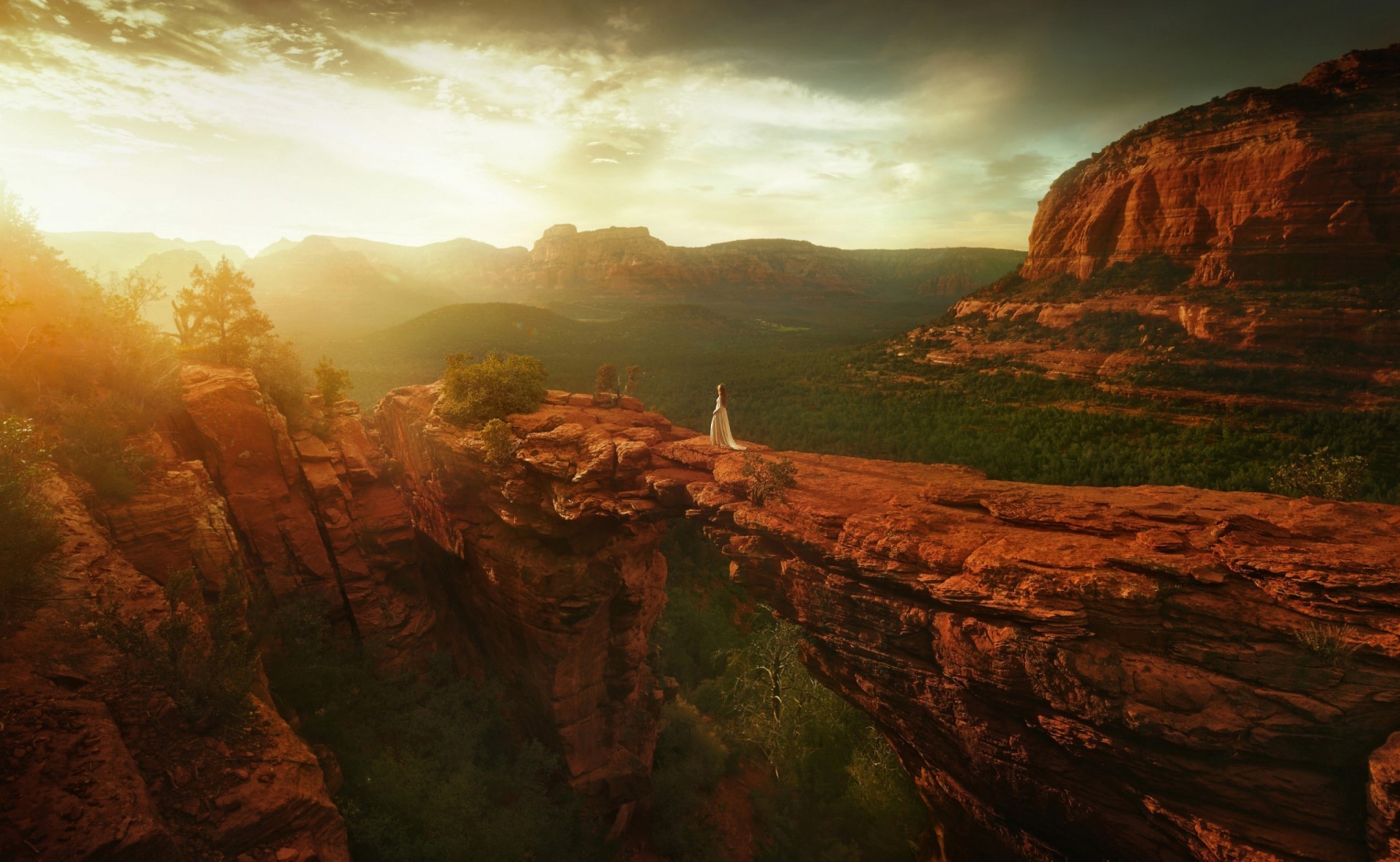 landscape, fantasy art, rock, sky, nature, HD Wallpaper