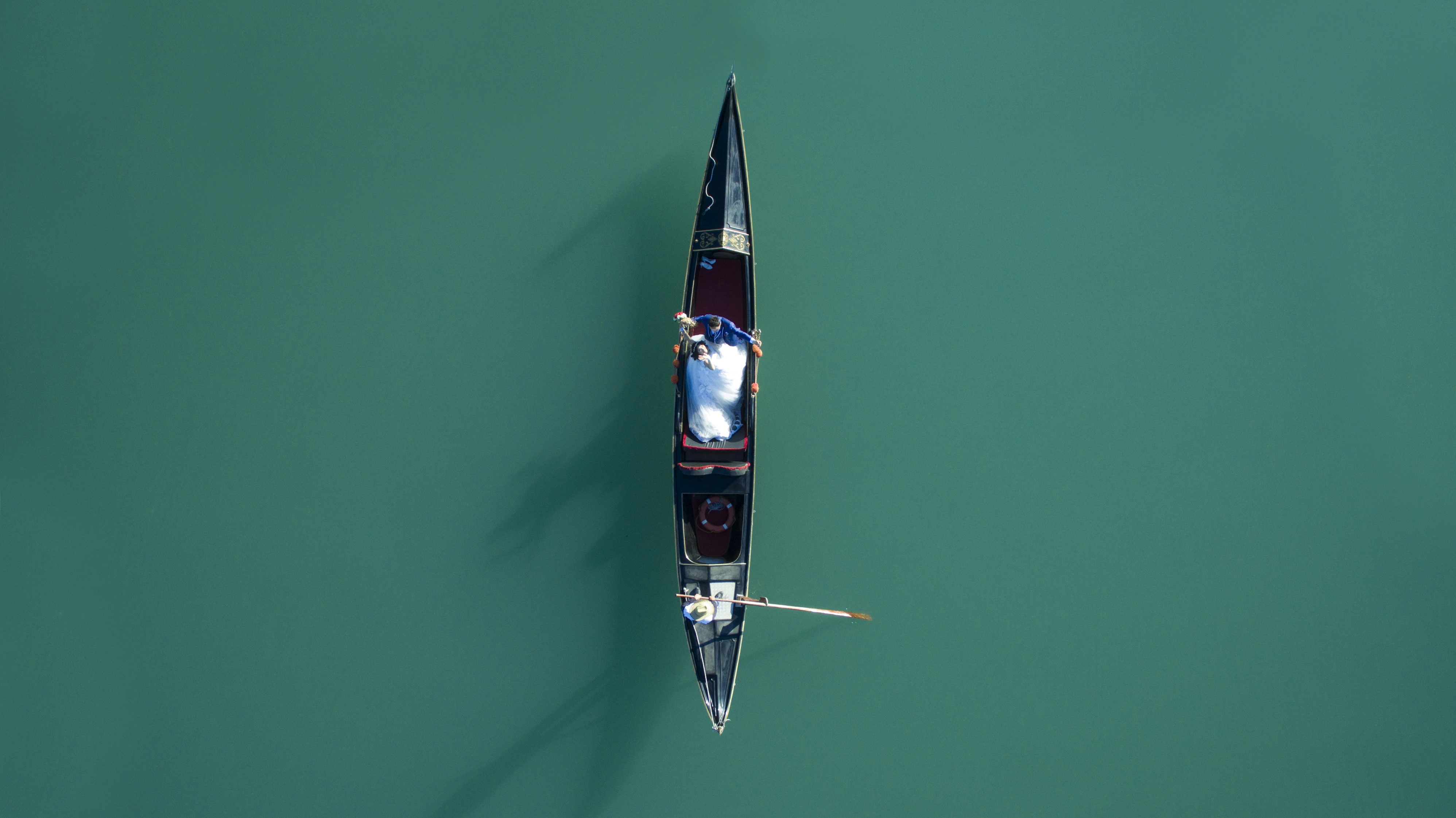 drone, river, water, gondolas, HD Wallpaper