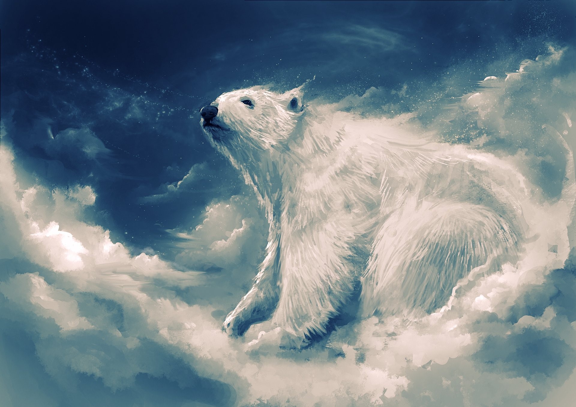 animals, painting, polar bears, artwork, HD Wallpaper