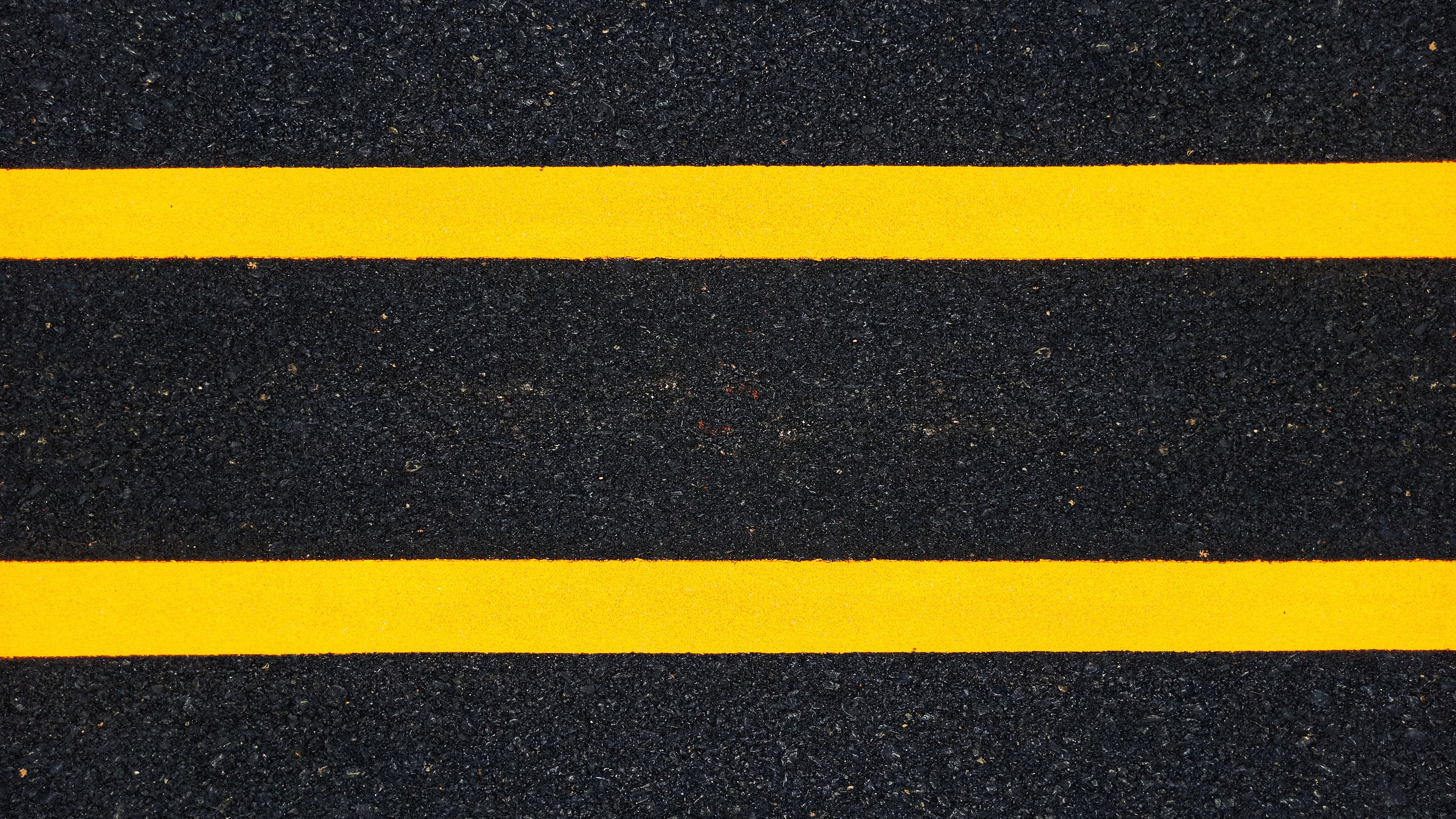 lines, asphalt, marking, stripes, yellow, texture, 4k, HD Wallpaper