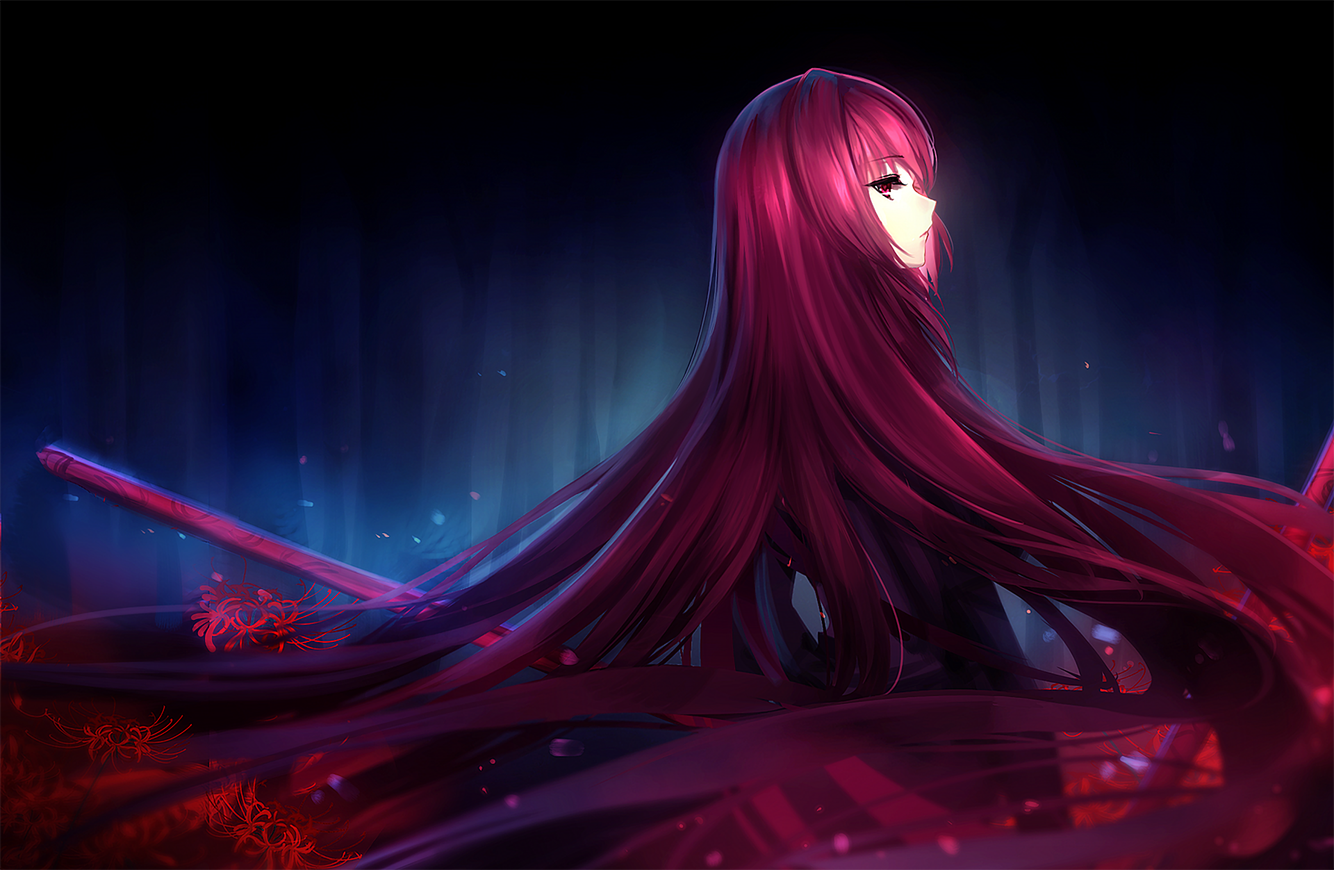 long hair, anime girls, Lancer (Fate/Grand Order), Fate/Grand Order, Scathach (Fate/Grand Order), Fate Series, HD Wallpaper