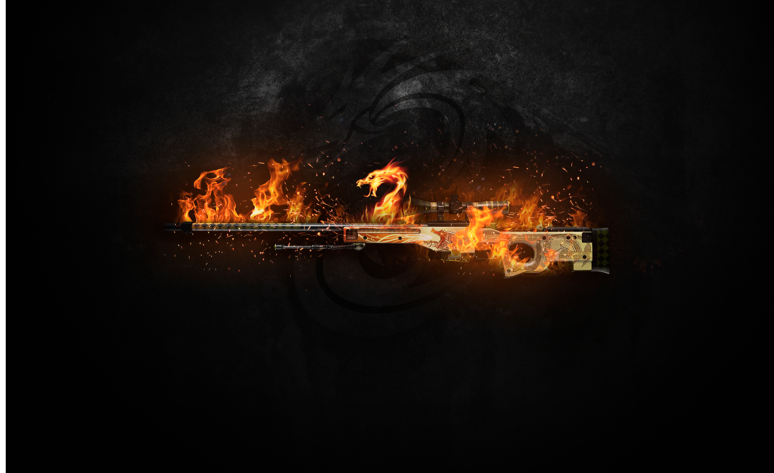 Dragon Lore, Counter-Strike: Global Offensive, PC gaming, dark, fire, HD Wallpaper