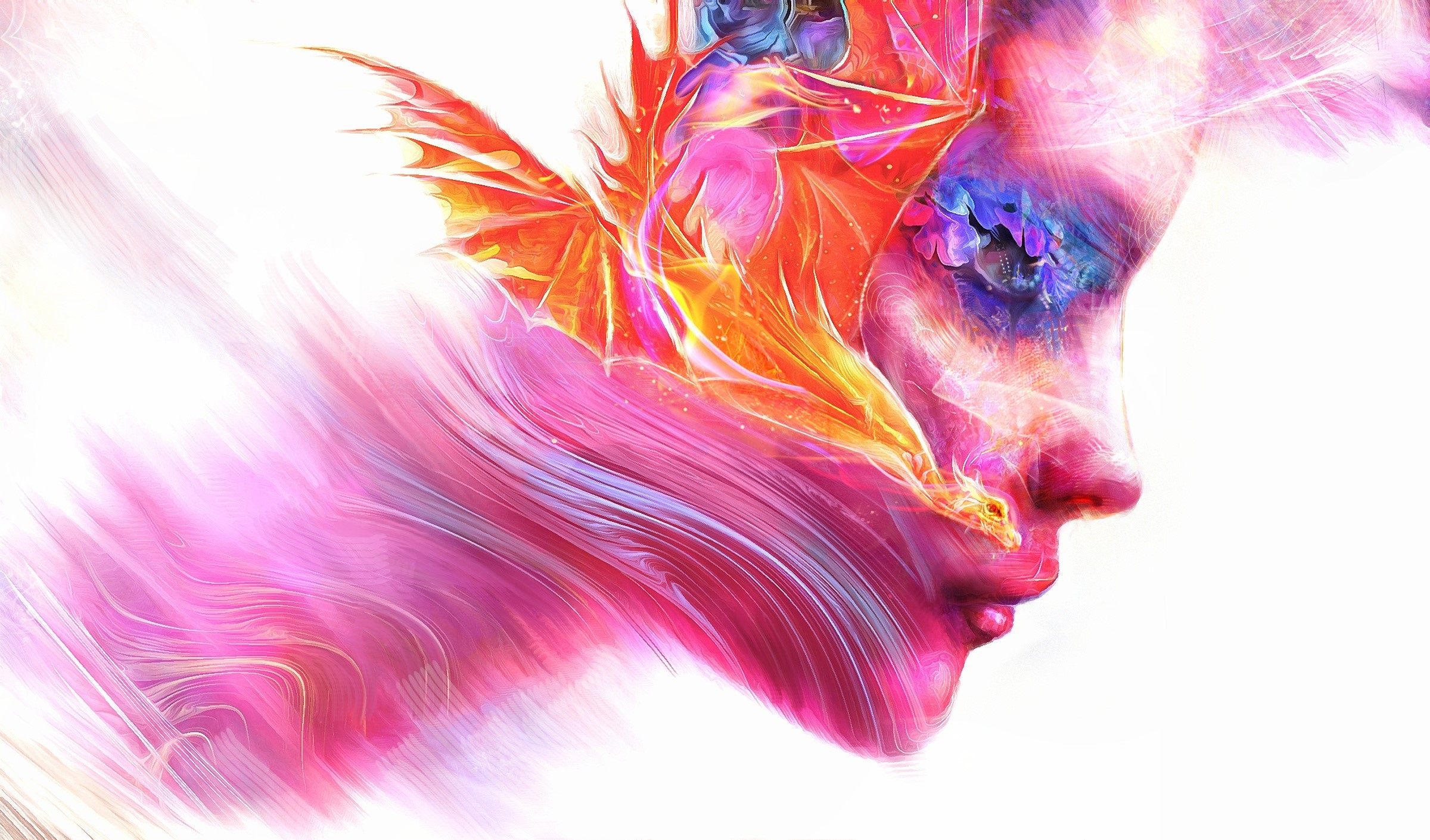 colorful, women, face, profile, artwork, HD Wallpaper