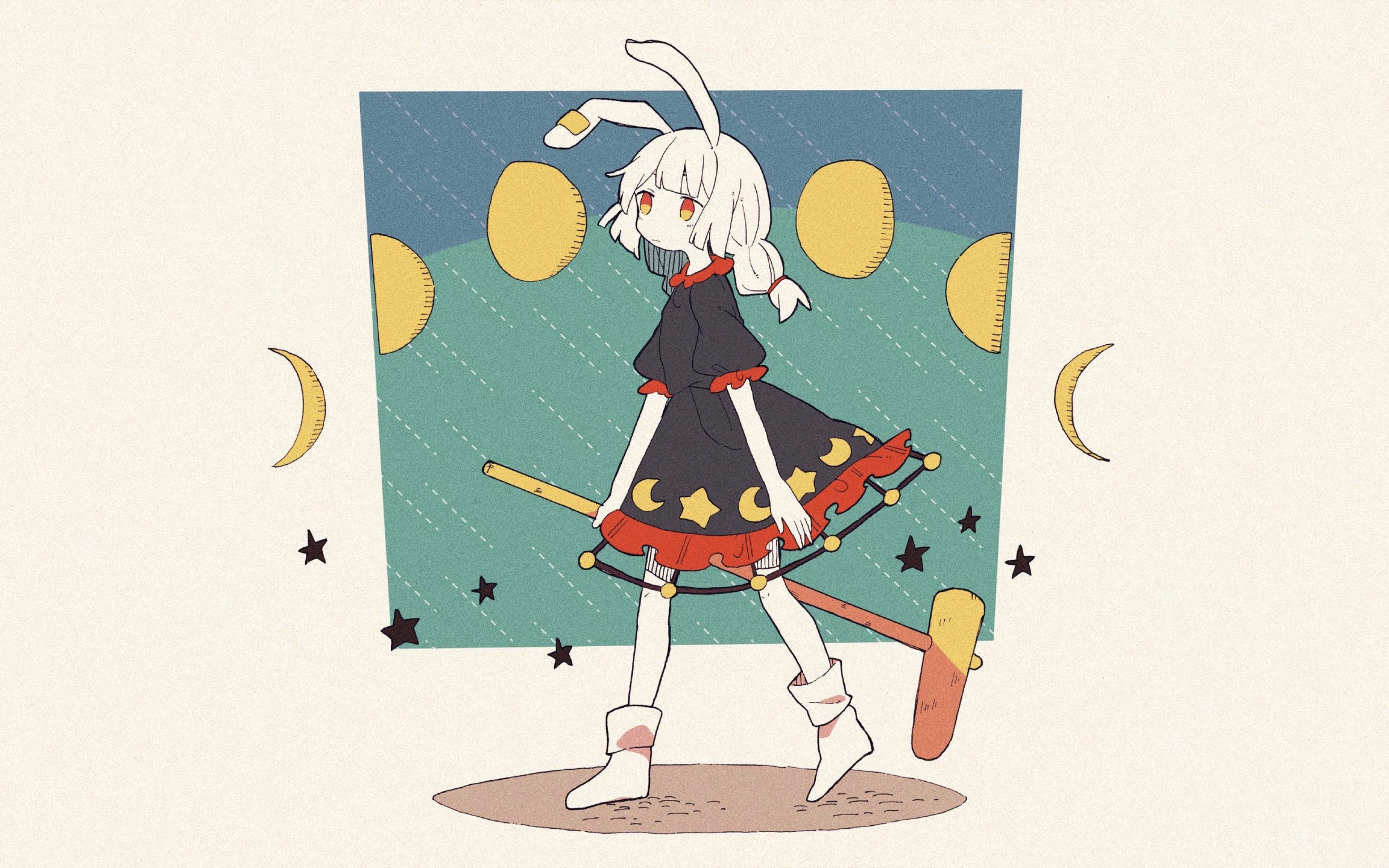 red eyes, dress, animal ears, HD Wallpaper