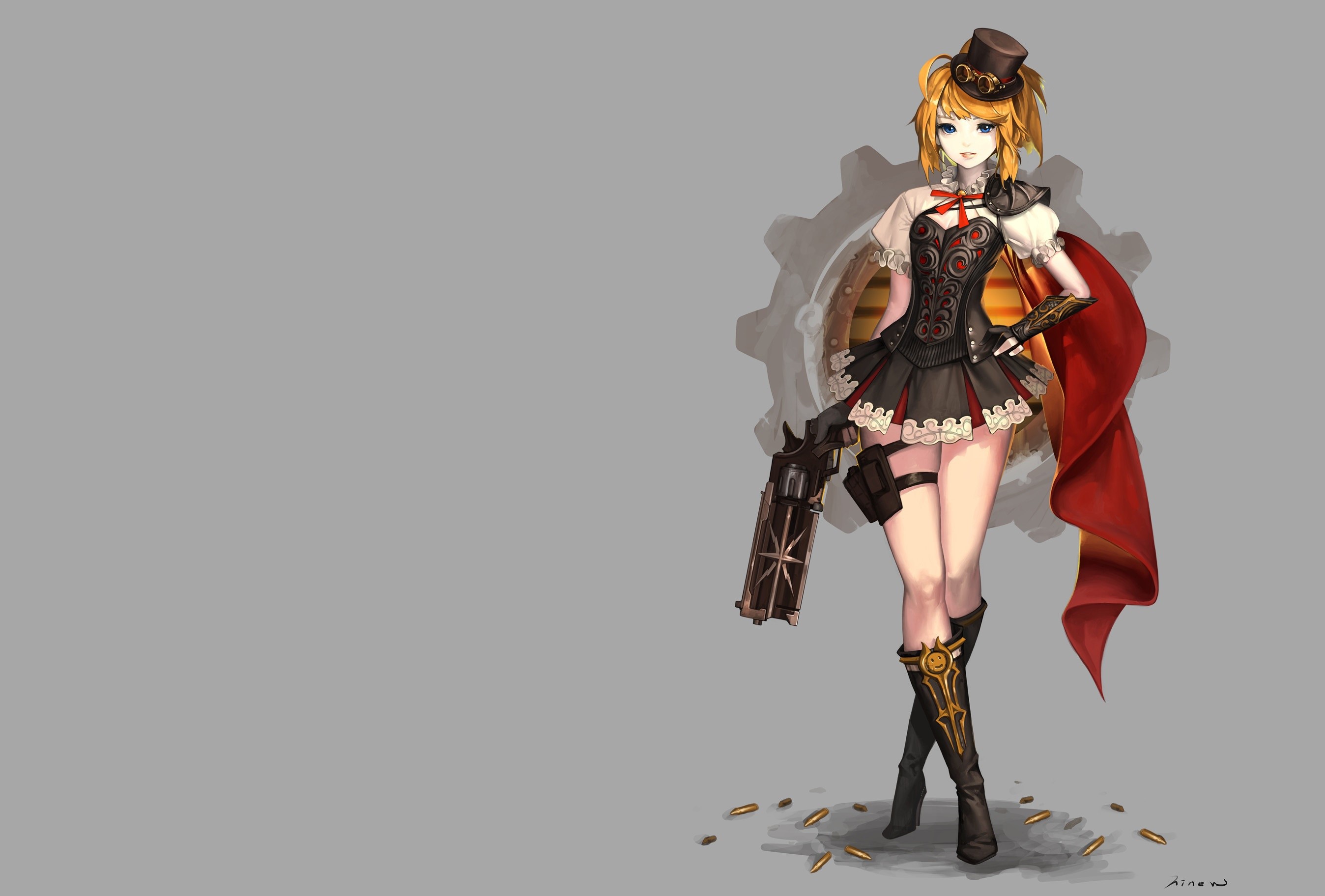 anime, anime girls, simple background, standing, legs, HD Wallpaper
