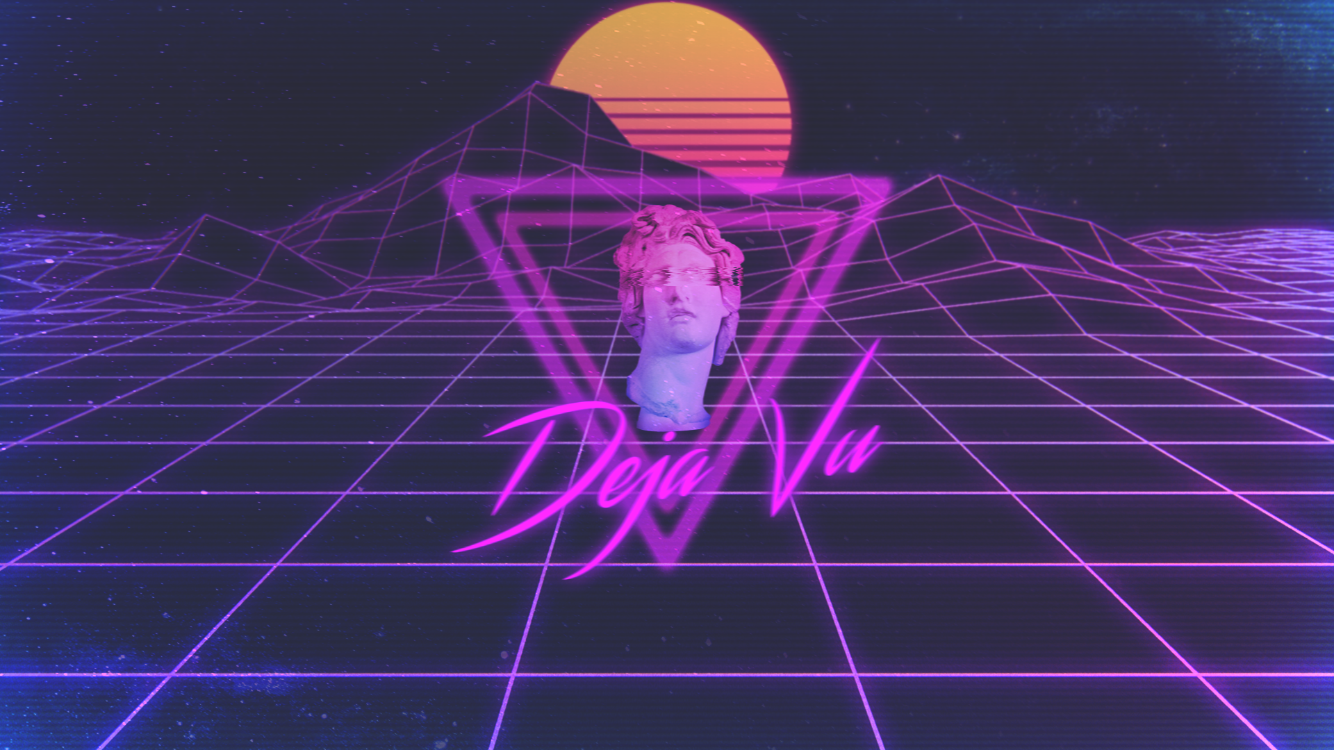 landscape, Retrowave, digital art, triangle, HD Wallpaper