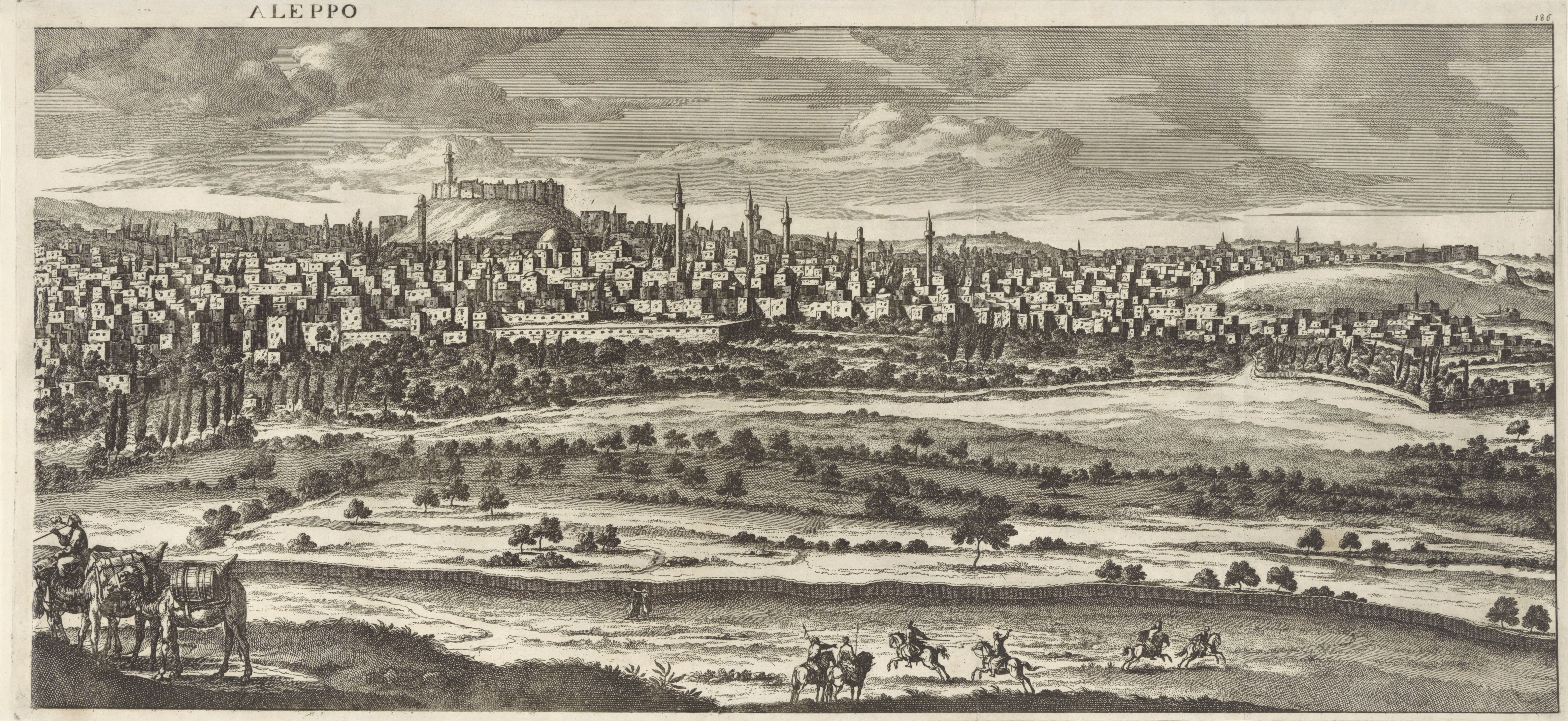 engraving, Aleppo, Syria, monochrome, mosque, Citadel, HD Wallpaper