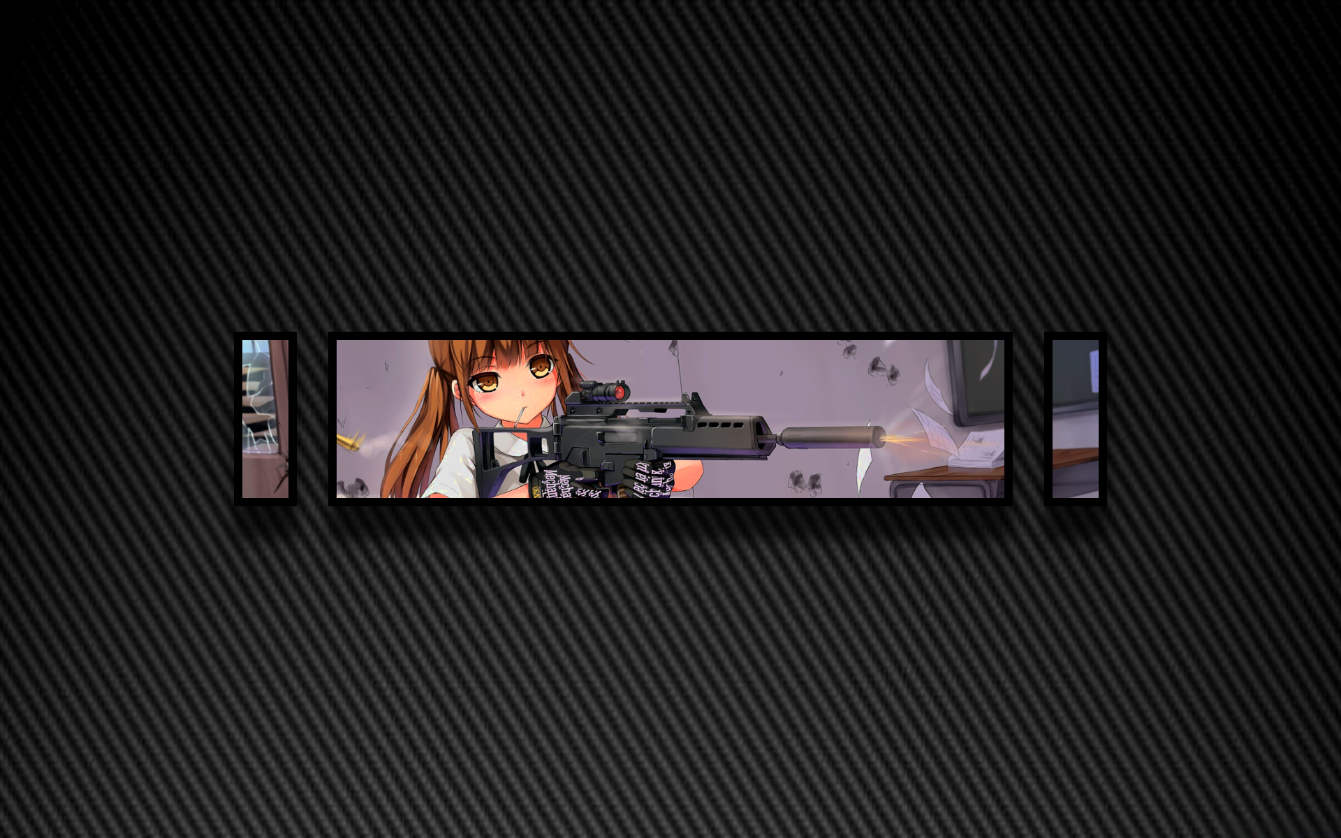 anime girls, girls with guns, picture-in-picture, HD Wallpaper