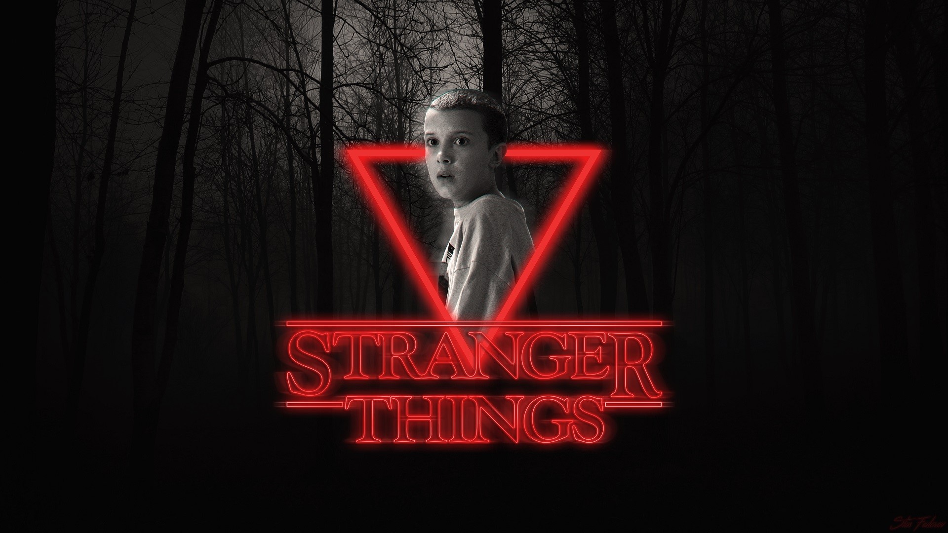 Stranger Things, 1980s, neon, Photoshop, texture, typography, HD Wallpaper