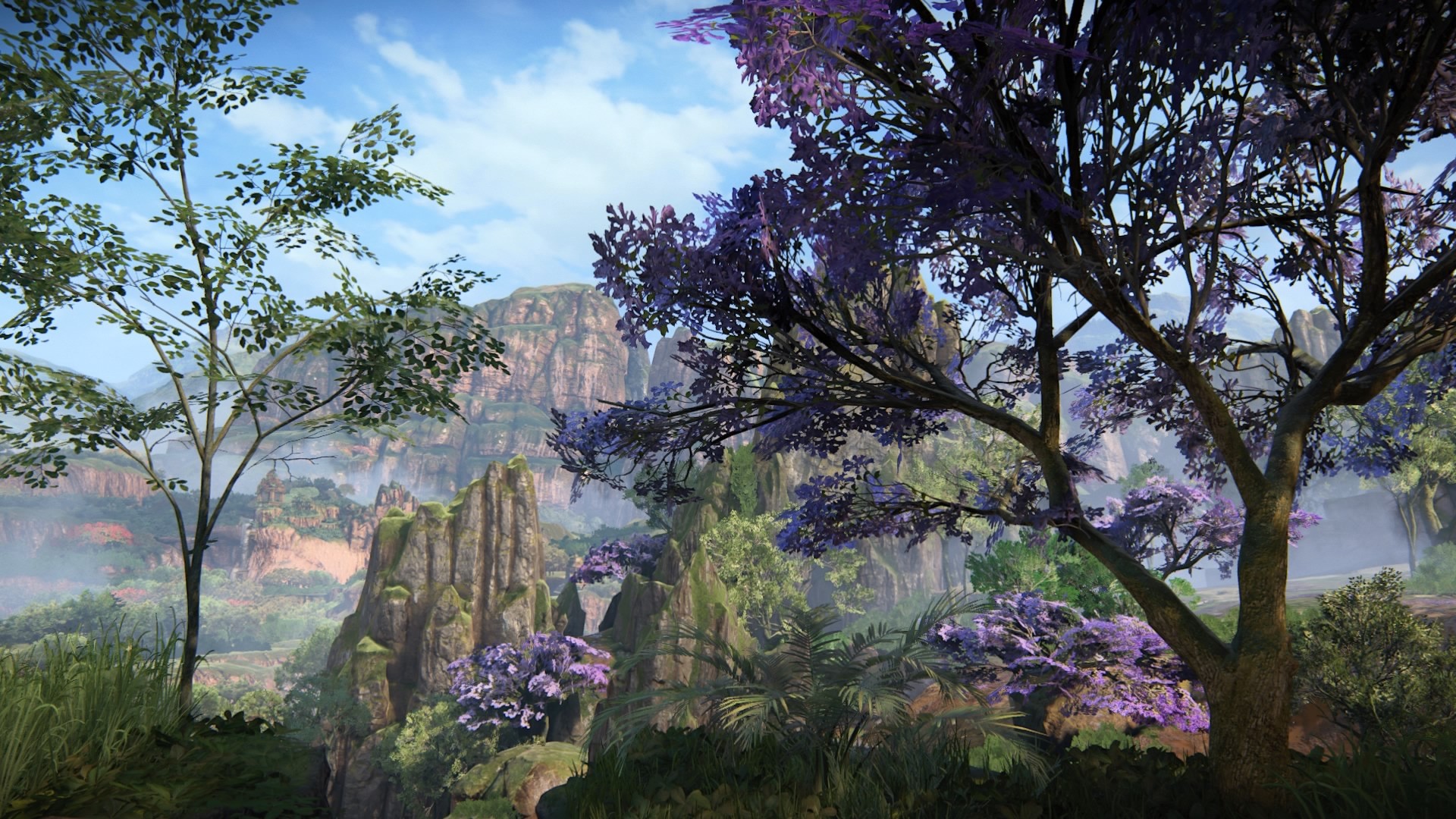 uncharted, forest, mountains, trees, grass, video games, HD Wallpaper