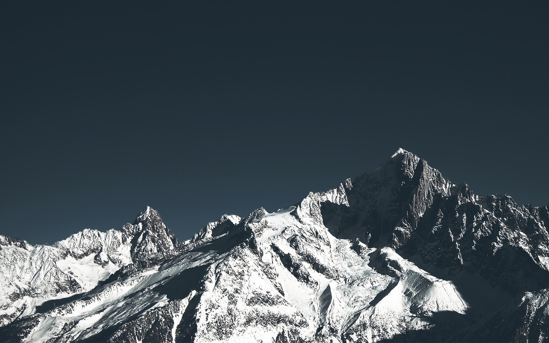 mountains, snow, rocks, clear sky, nature, HD Wallpaper