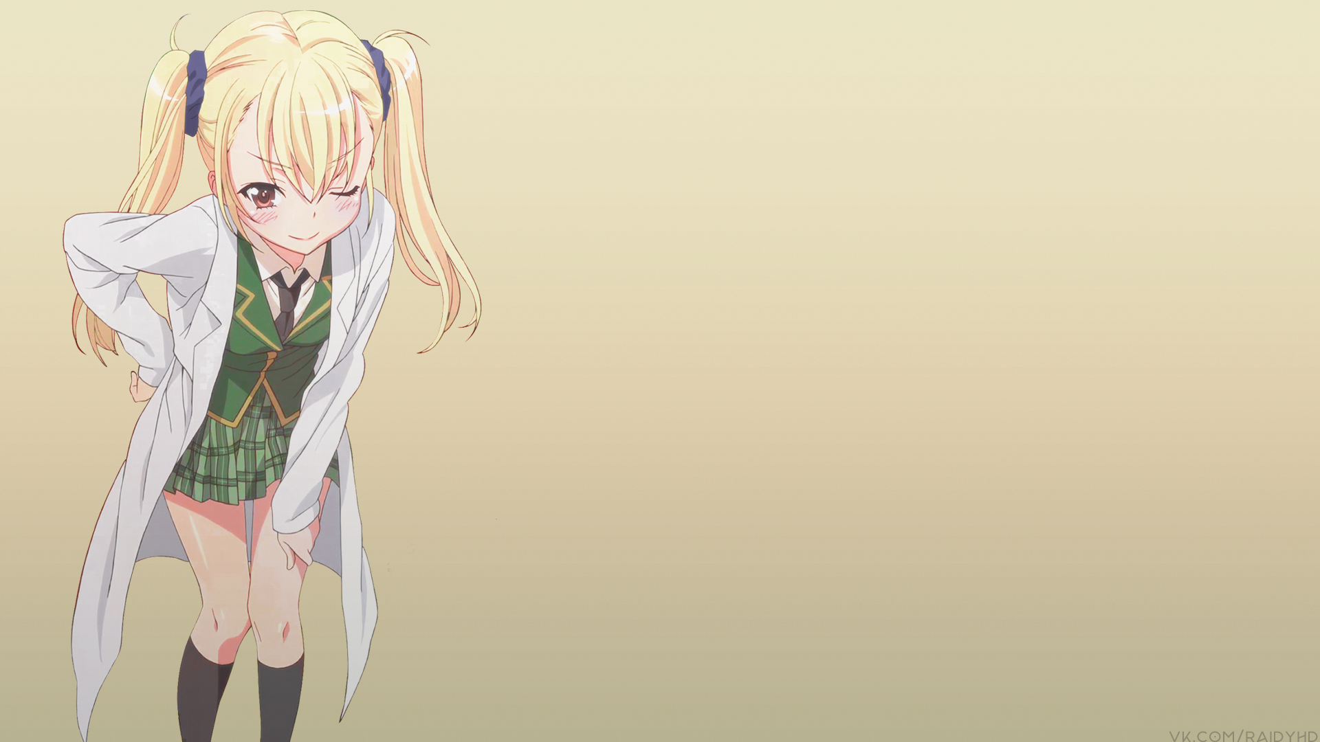 anime girls, anime, simple background, miniskirt, tie, blonde, Boku wa Tomodachi ga Sukunai, HD Wallpaper