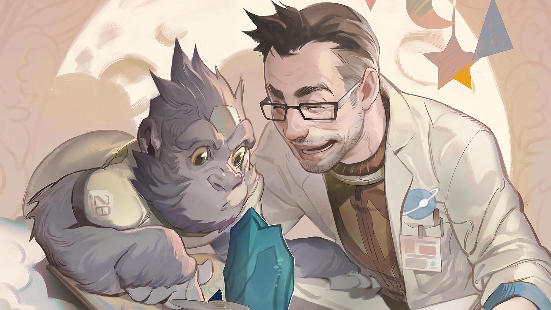 video games, Overwatch, artwork, digital art, gorillas, Winston (Overwatch), scientists, HD Wallpaper
