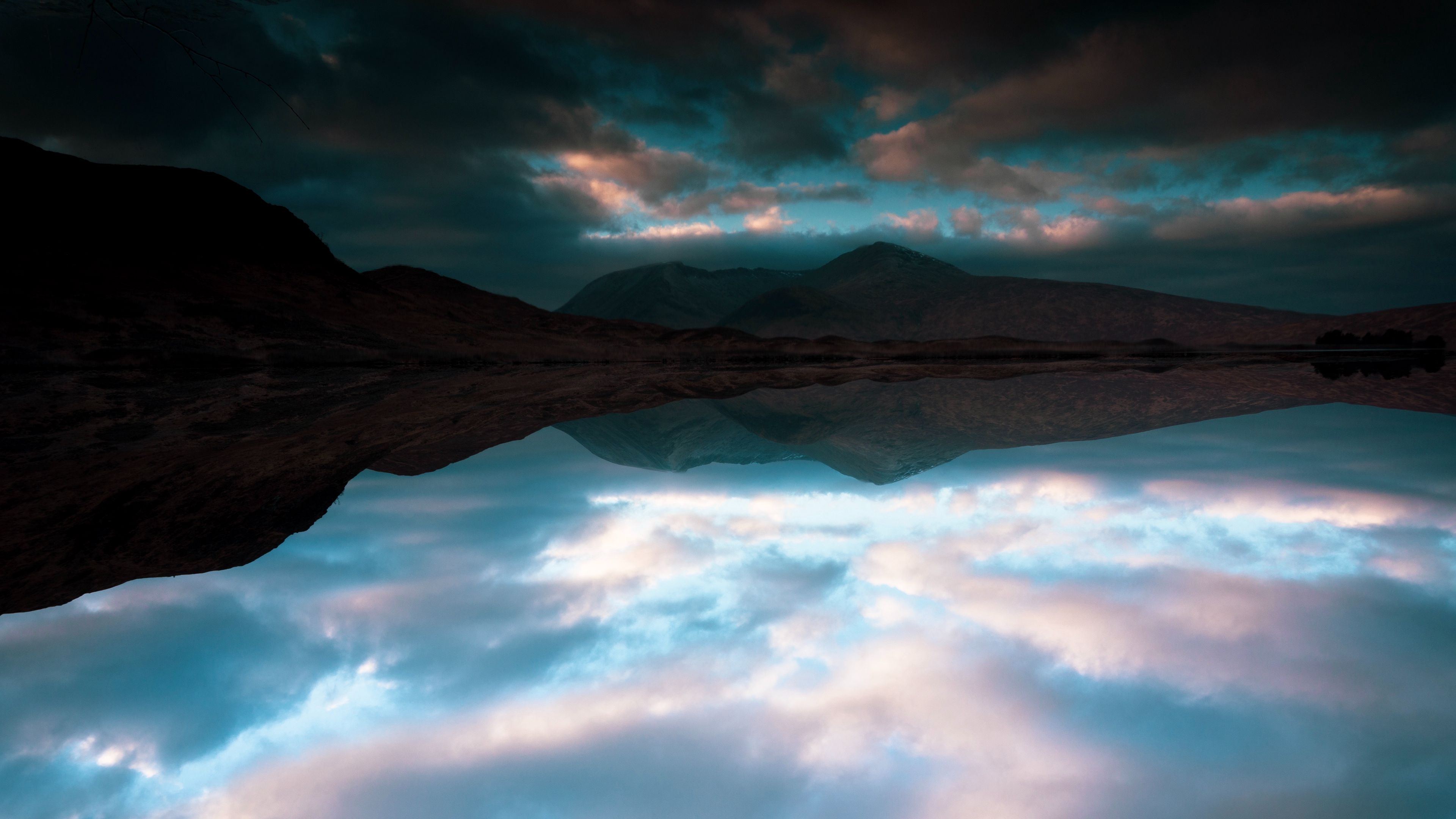 lake, mountains, reflection, clouds, landscape, 4k, HD Wallpaper