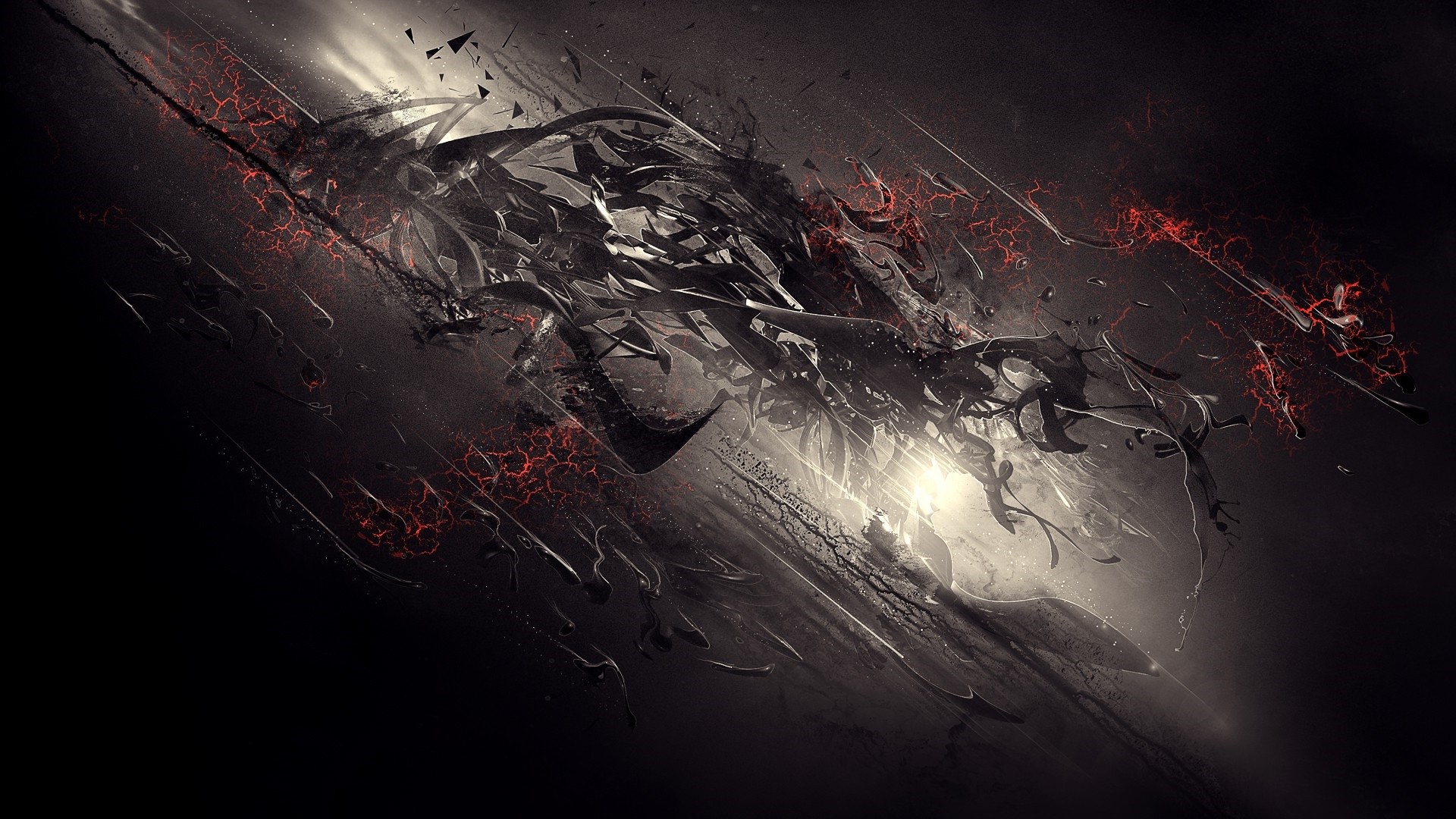 abstract, 3D Abstract, digital art, dark, HD Wallpaper