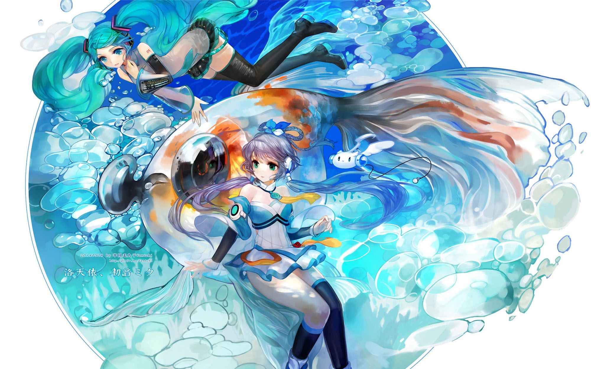 Luo Tianyi, anime girls, Vocaloid China, Hatsune Miku, HD Wallpaper