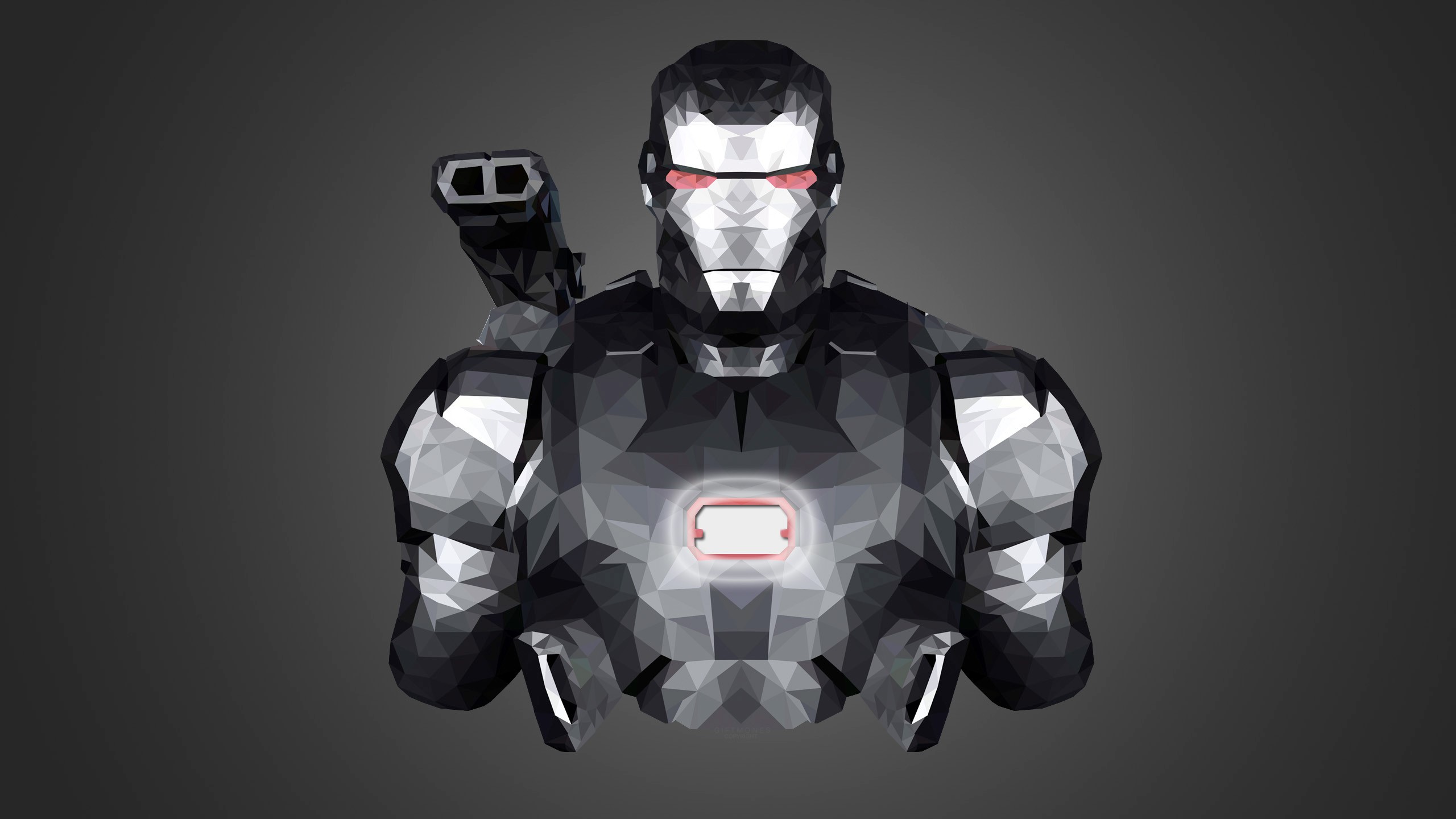 War Machine, Iron Man, armor, low poly, minimalism, comic books, fictional characters, Marvel Comics, frontal view, HD Wallpaper