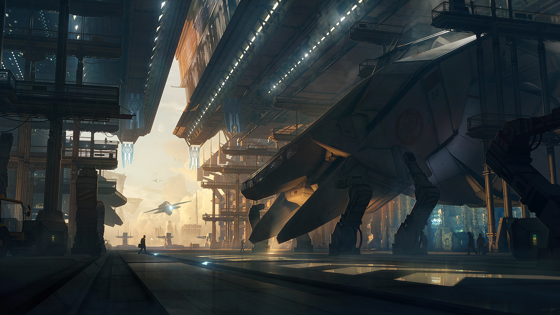 digital art, futuristic, spaceship, HD Wallpaper