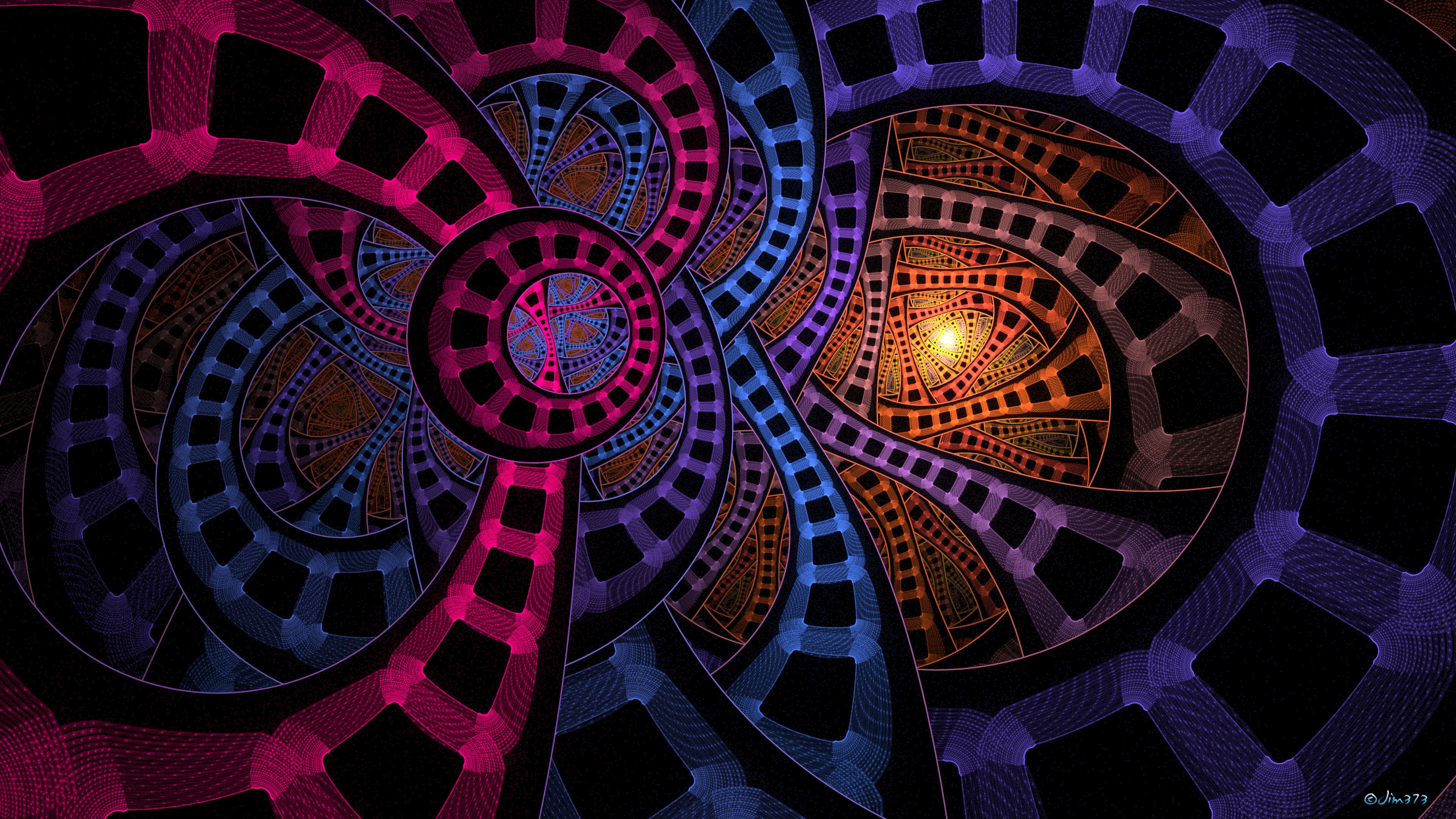 fractal, colorful, interweaving, tangled, abstraction, 4k, HD Wallpaper