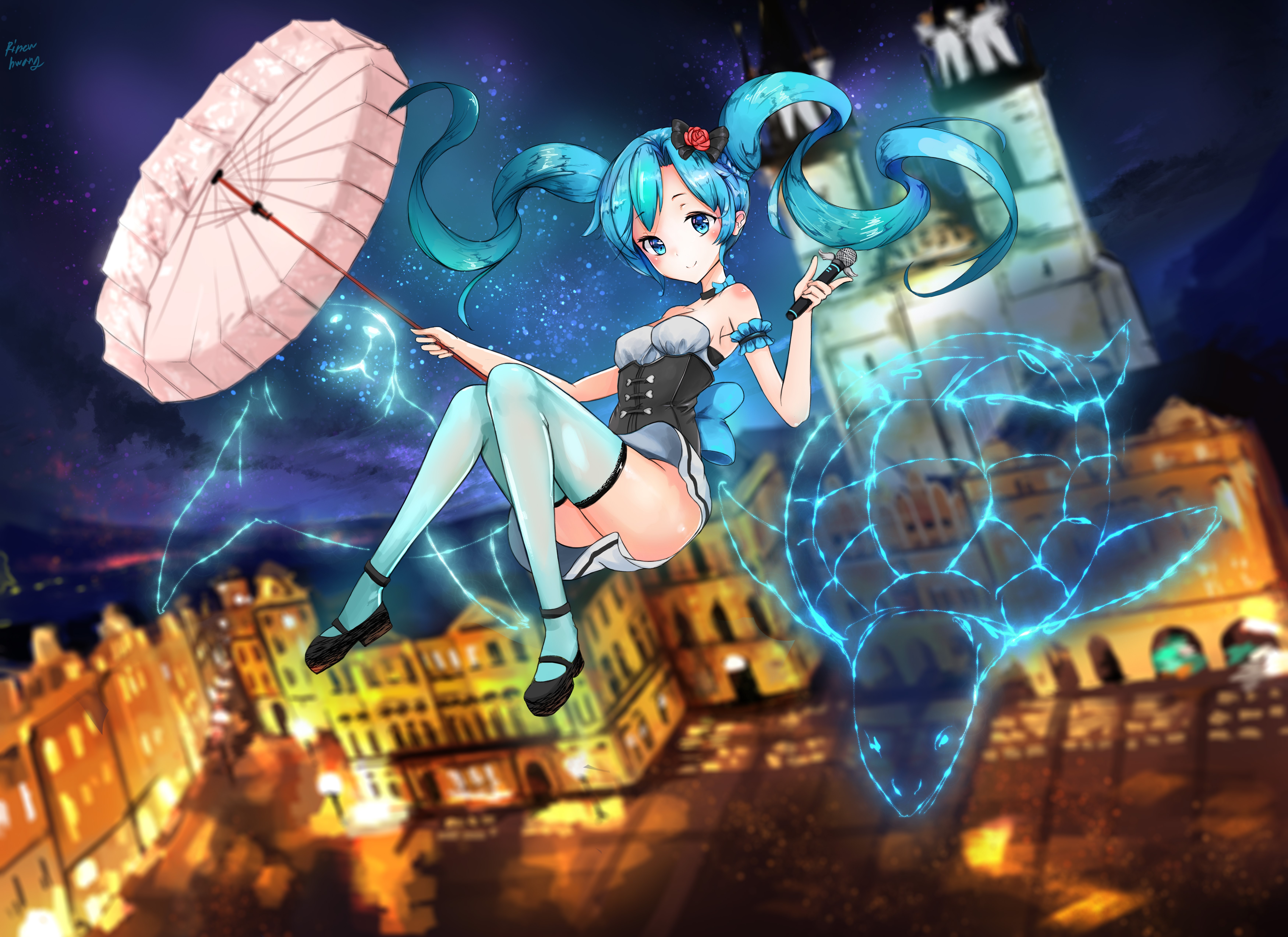 Hatsune Miku, long hair, turtle, twintails, Vocaloid, HD Wallpaper