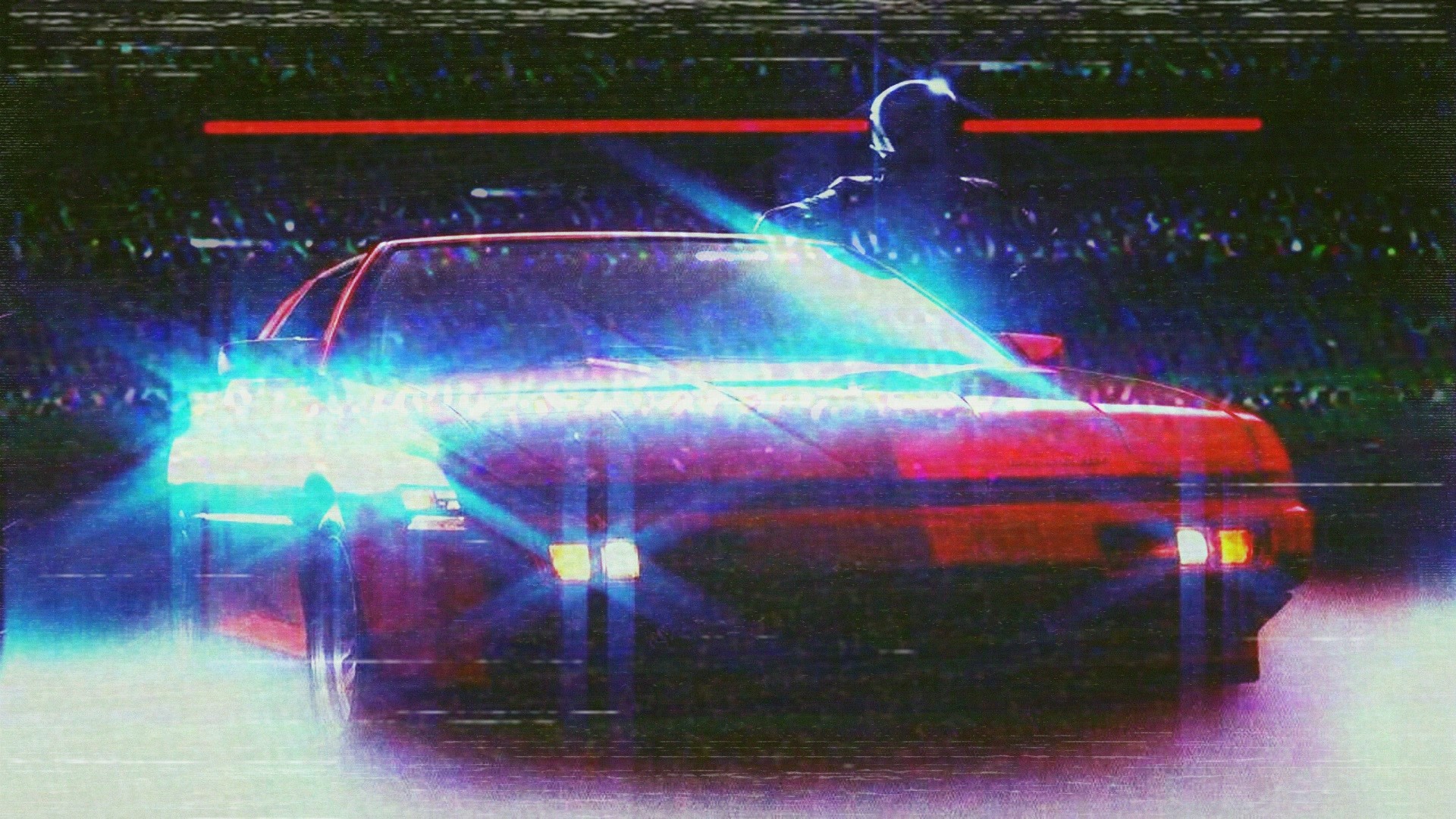 Retro style, car, vehicle, red cars, digital art, pop-up headlights, Pontiac, HD Wallpaper