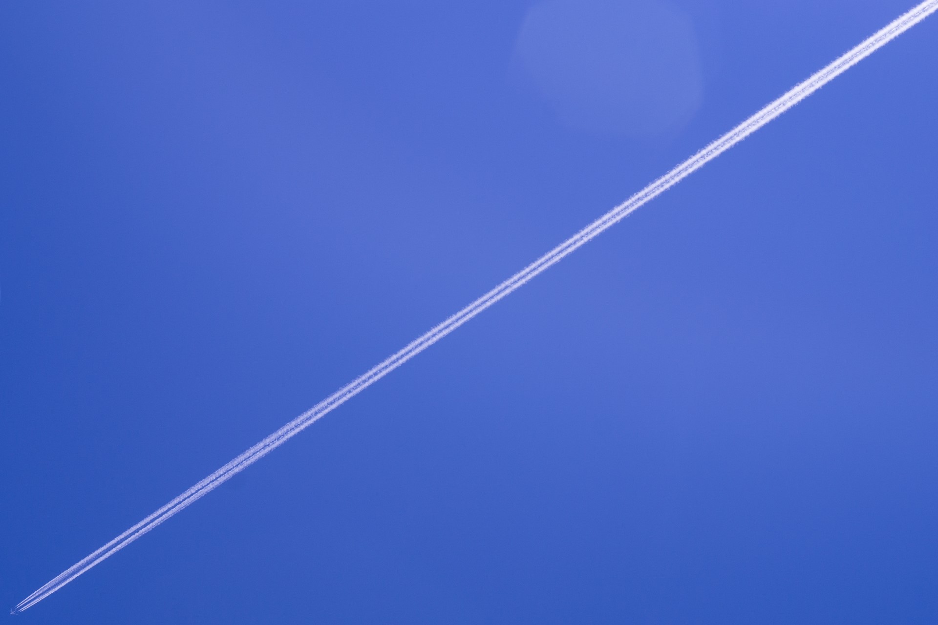 sky, sky blue, airplane, contrails, minimalism, HD Wallpaper