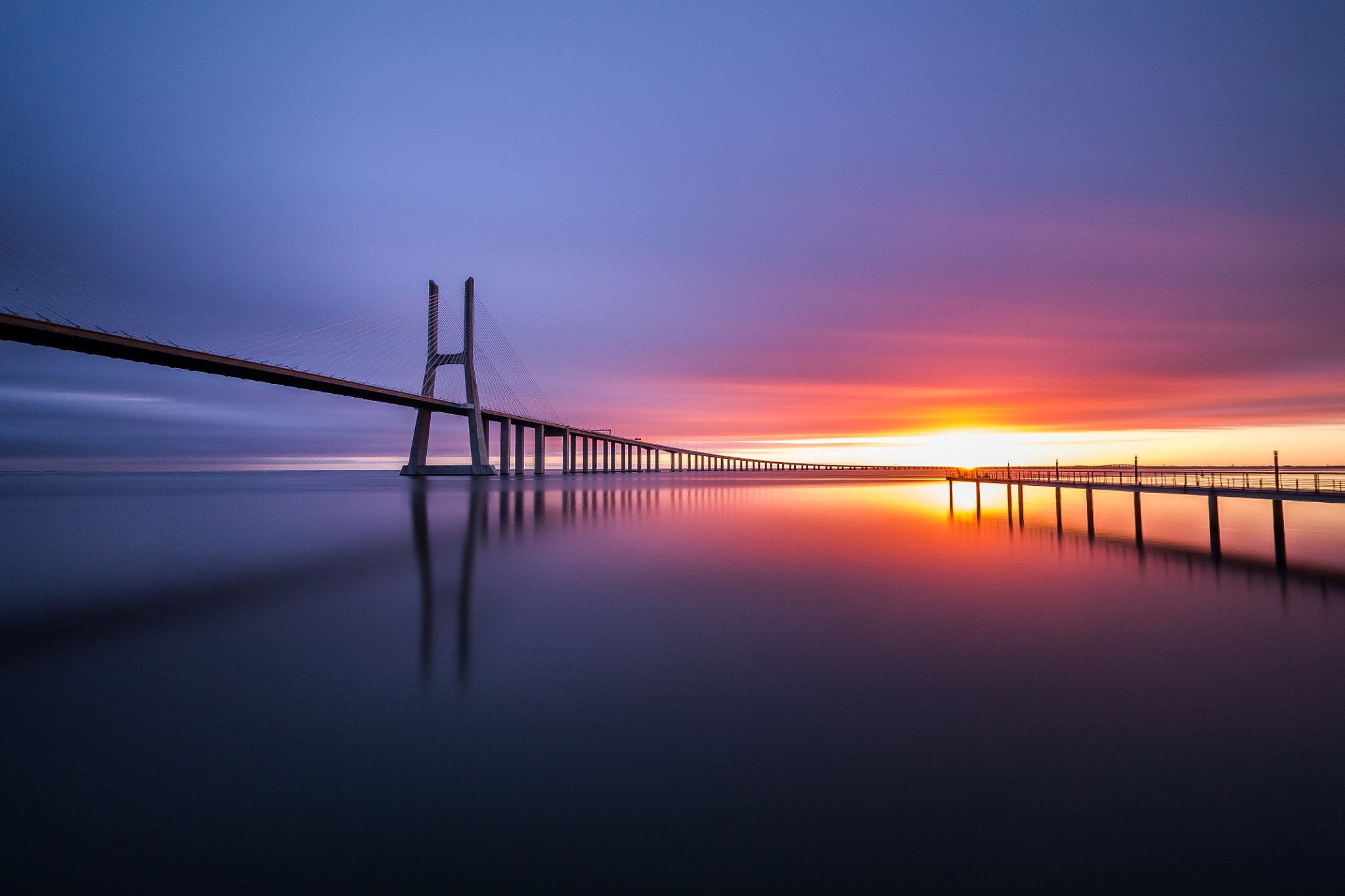 bridge, sky, sunlight, HD Wallpaper