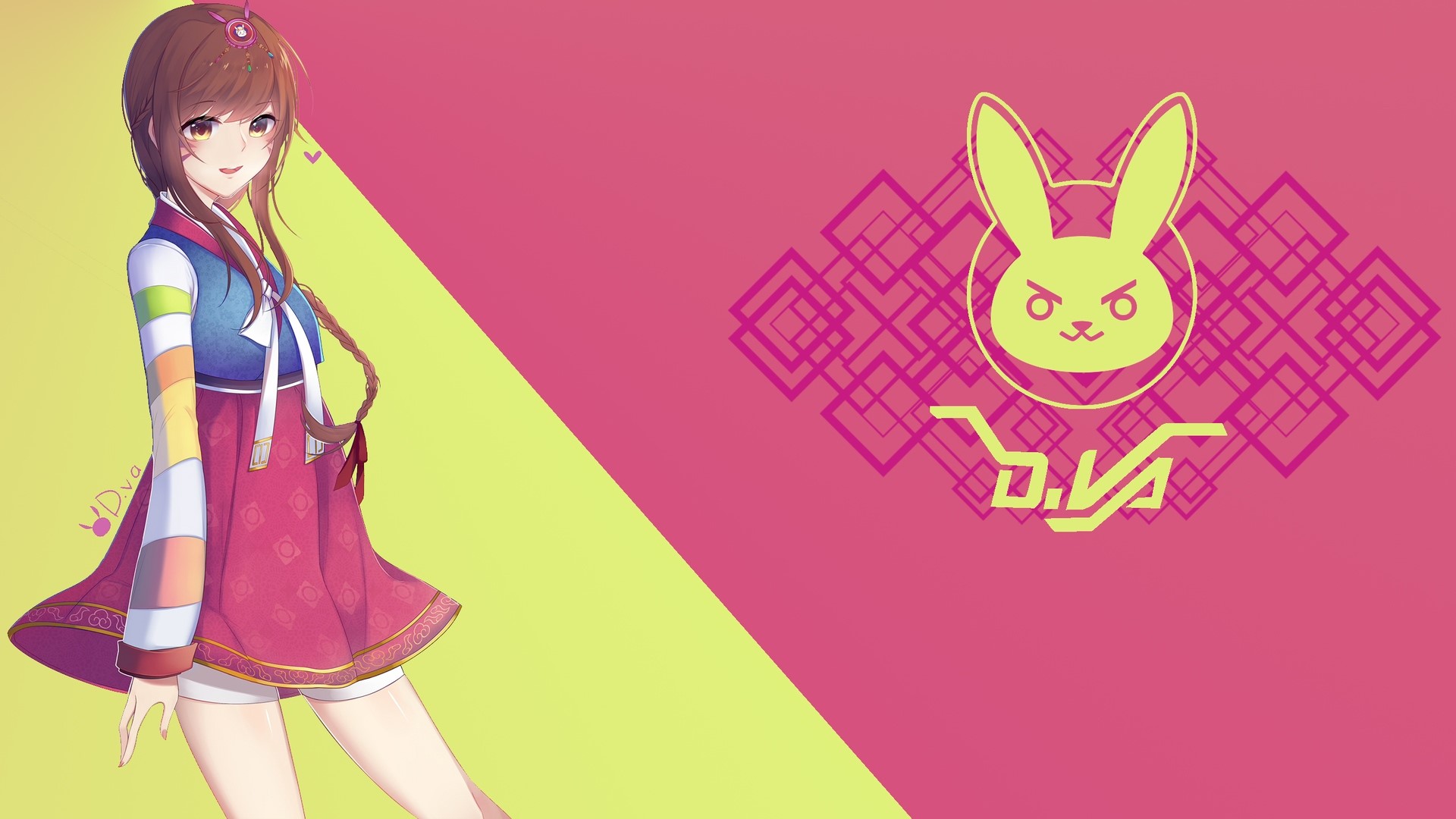 video games, Overwatch, D.Va (Overwatch), anime girls, anime, pigtails, brunette, HD Wallpaper