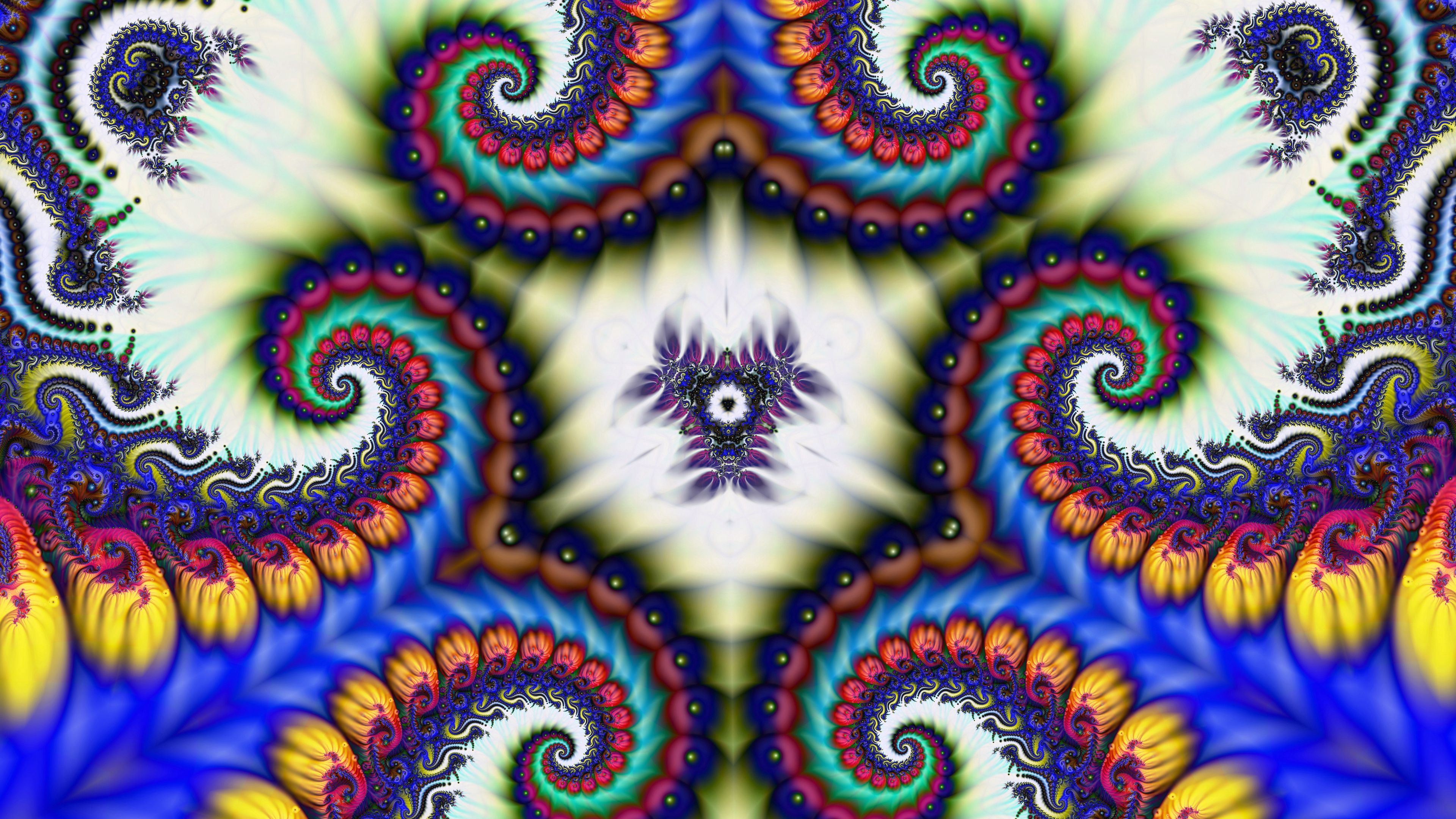 fractal, kaleidoscope, colorful, twisted, abstraction, 4k, HD Wallpaper