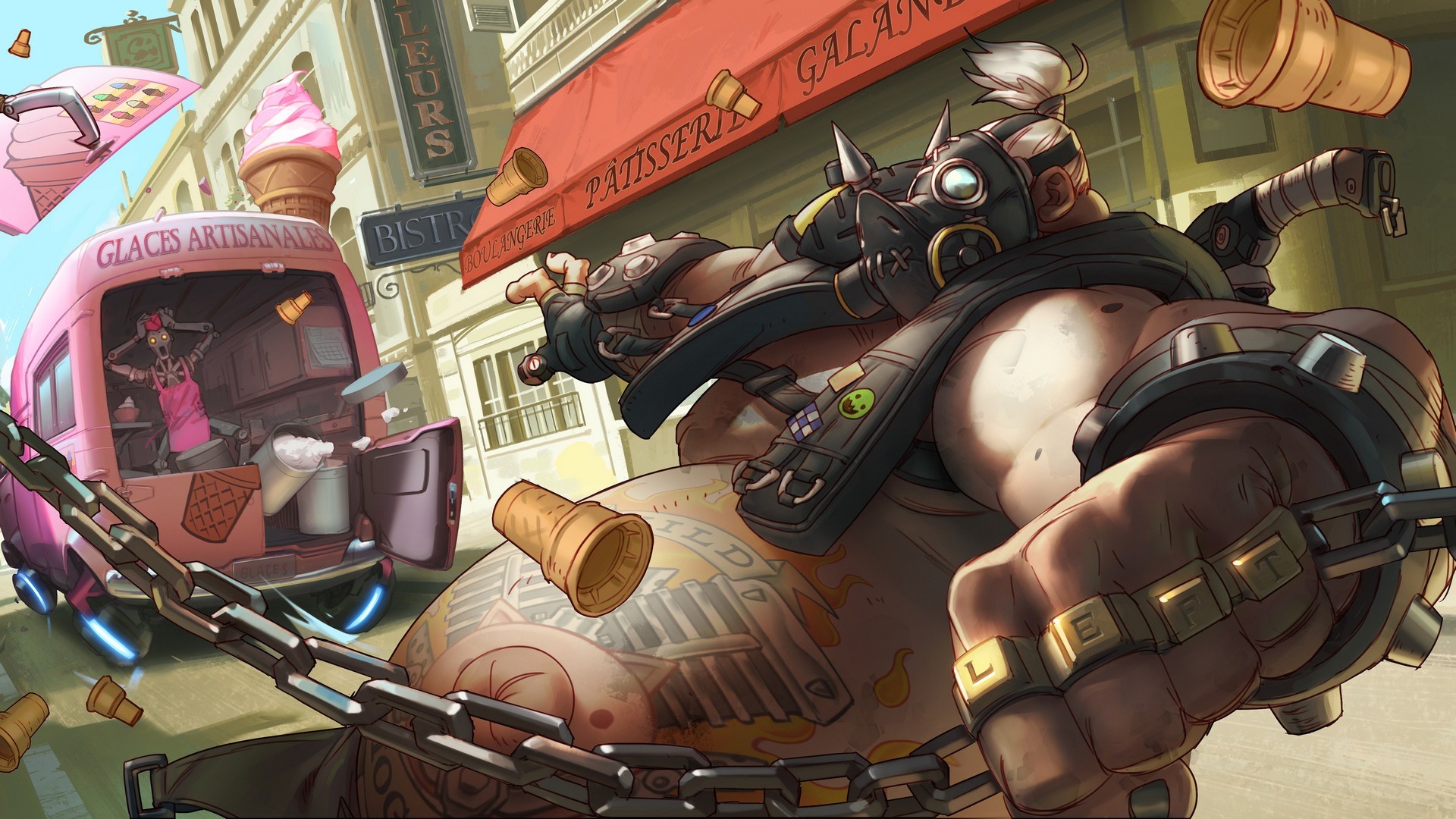 video games, Overwatch, artwork, Roadhog (Overwatch), HD Wallpaper
