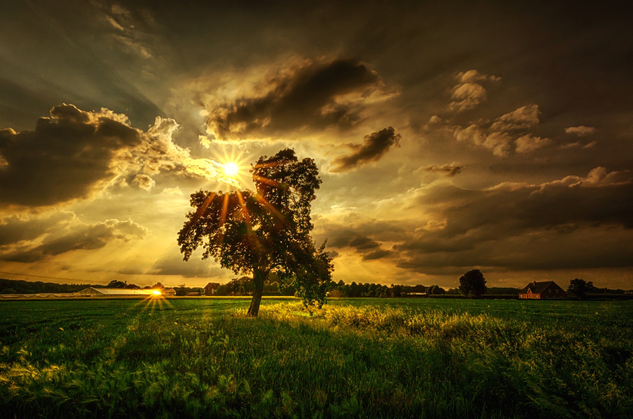 sky, clouds, landscape, sunlight, HD Wallpaper