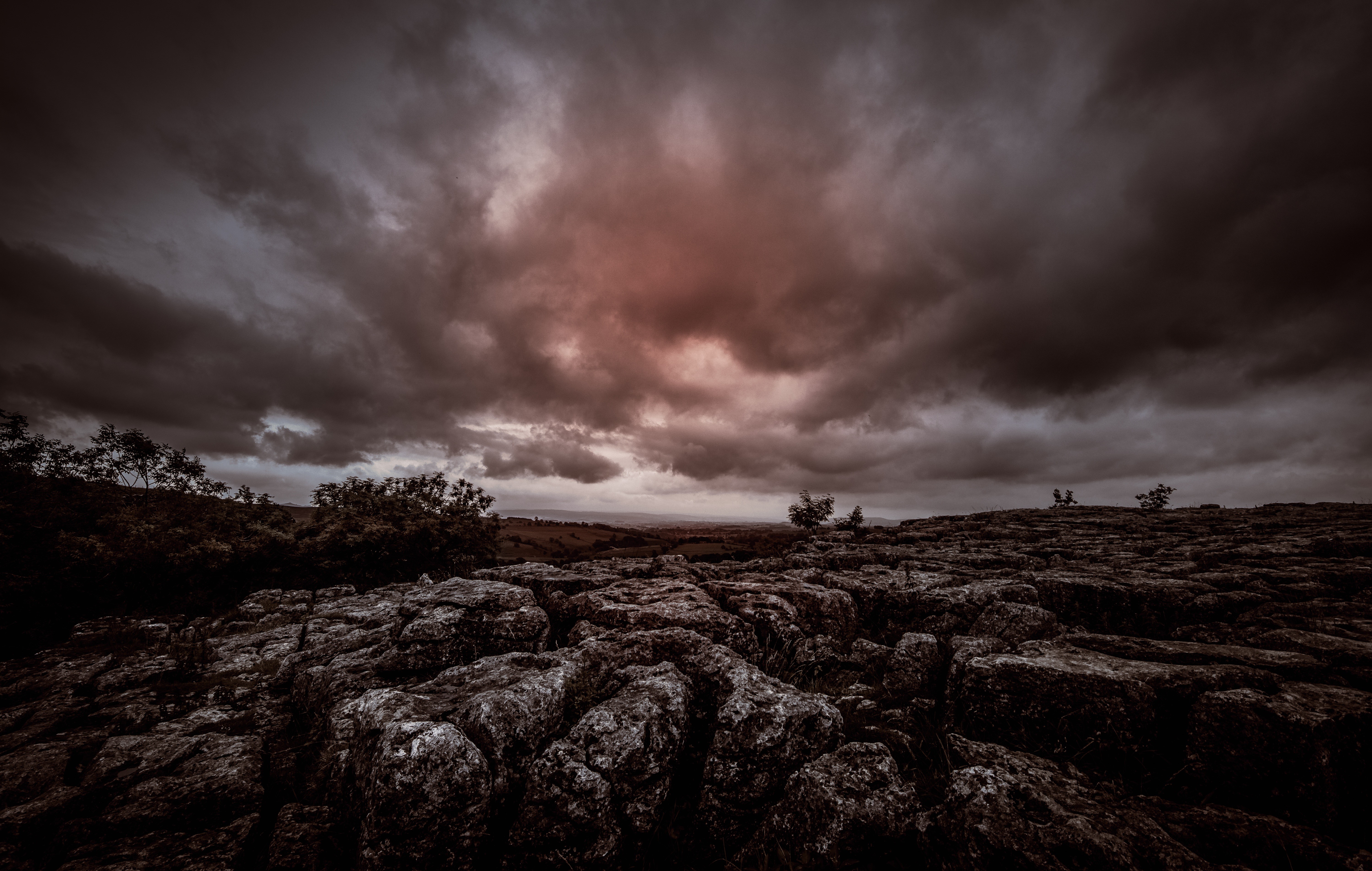 nature, clouds, sky, dark, landscape, rock, HD Wallpaper