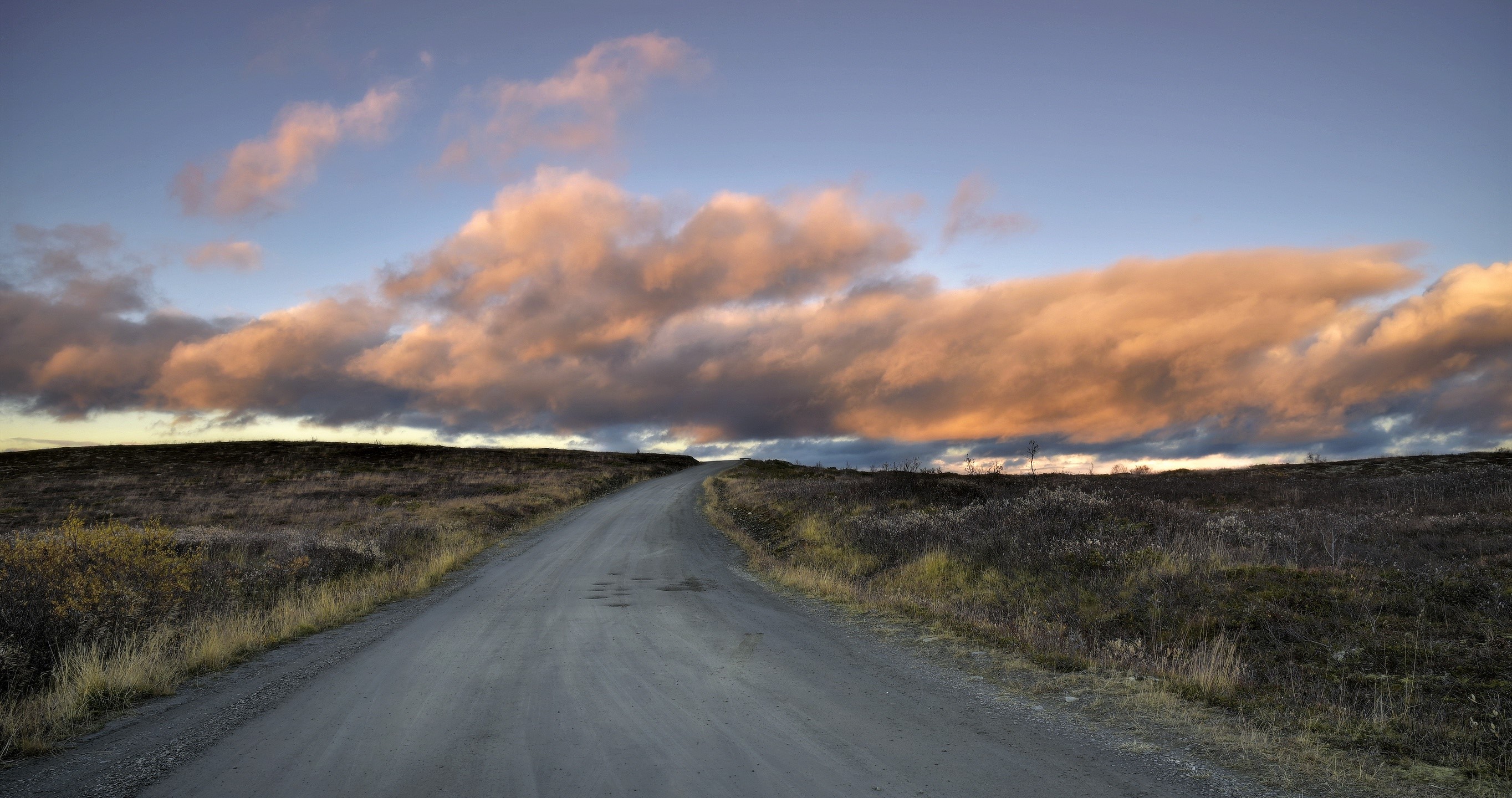 road, sky, landscape, clouds, dirtroad, HD Wallpaper