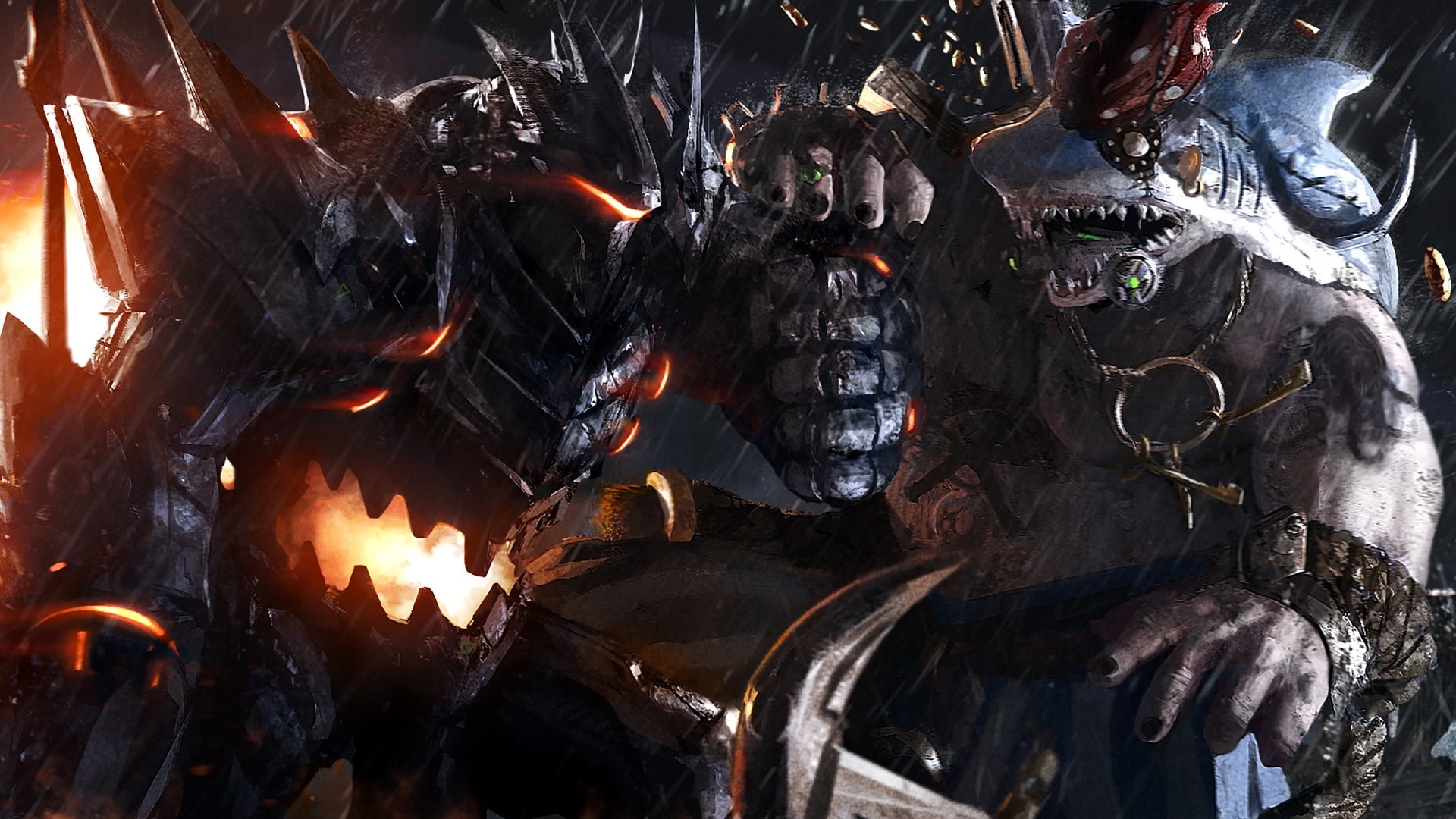 Overwatch, video games, Reinhardt (Overwatch), Roadhog (Overwatch), artwork, digital art, HD Wallpaper