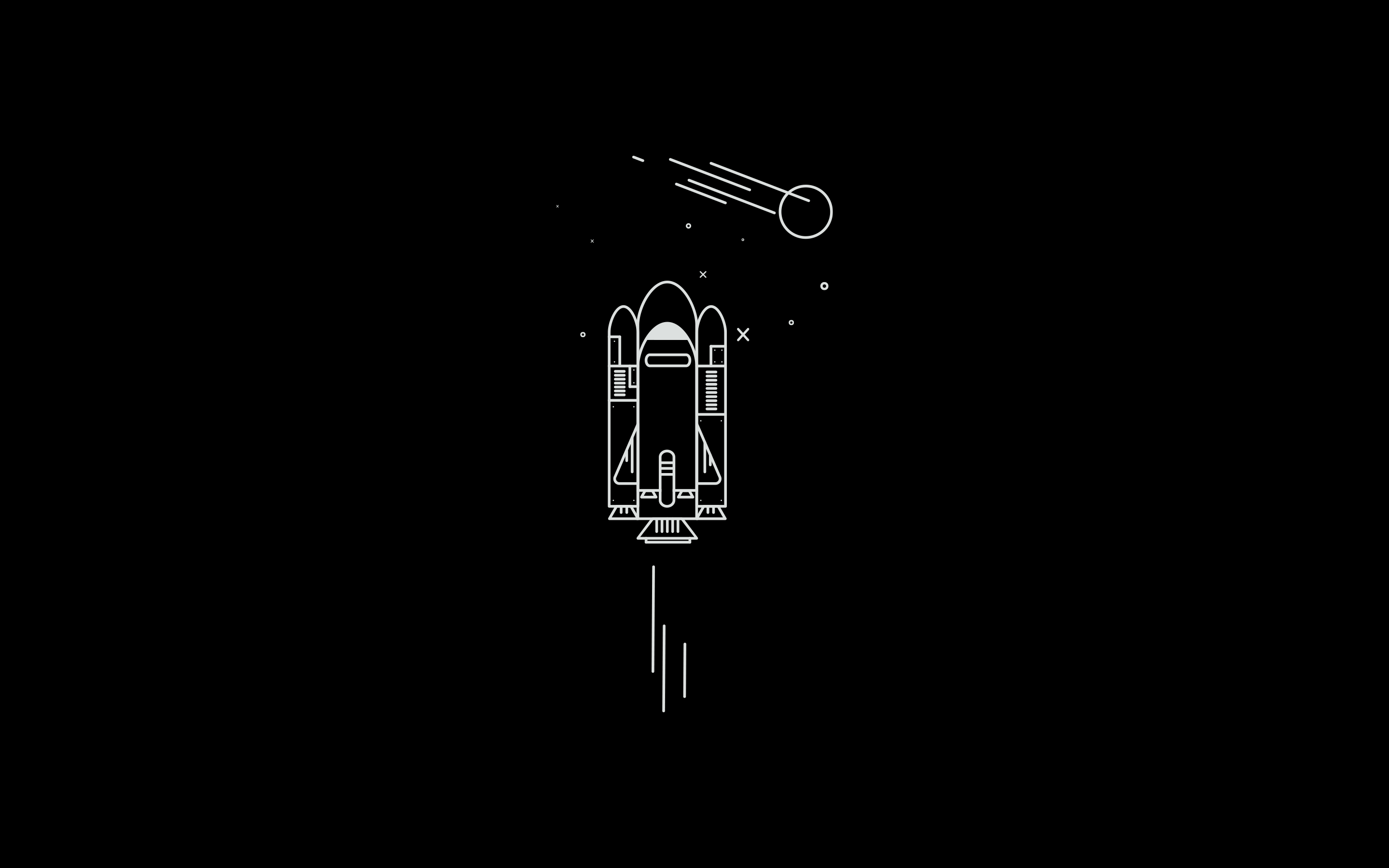 artwork, black background, planet, space, spaceship, minimalism, HD Wallpaper