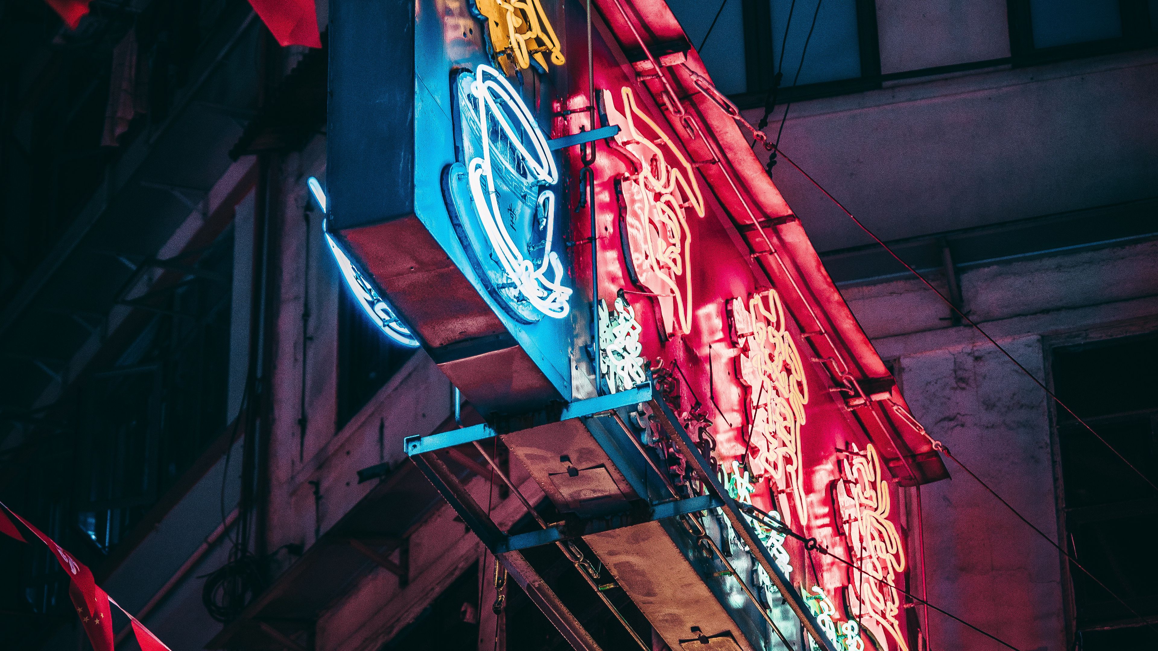 signboard, neon, glow, design, electric, light, 4k, HD Wallpaper