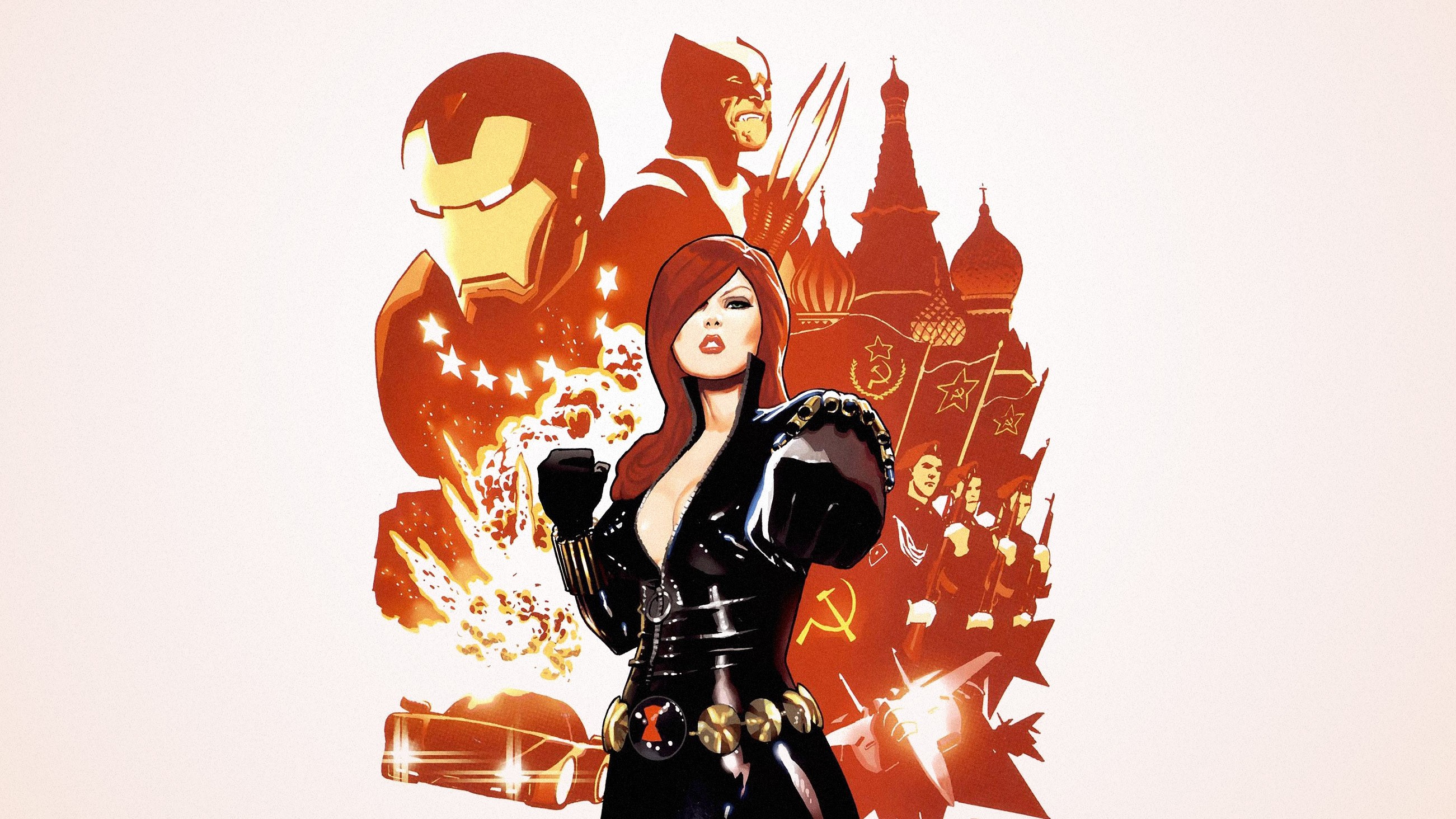 Marvel Comics, Black Widow, Iron Man, Wolverine, USSR, HD Wallpaper