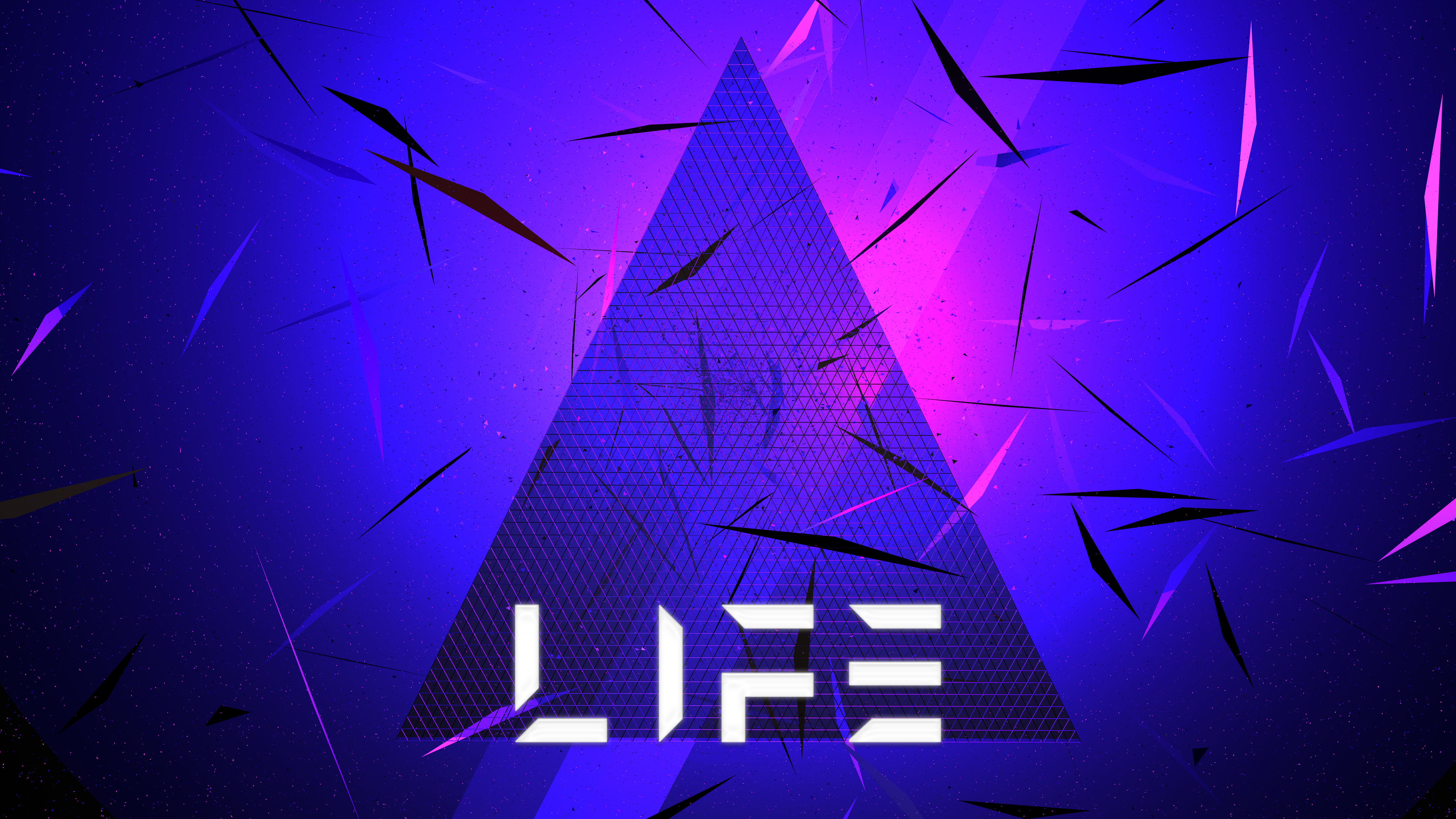 abstract, triangle, digital art, pink, blue, purple, geometry, HD Wallpaper