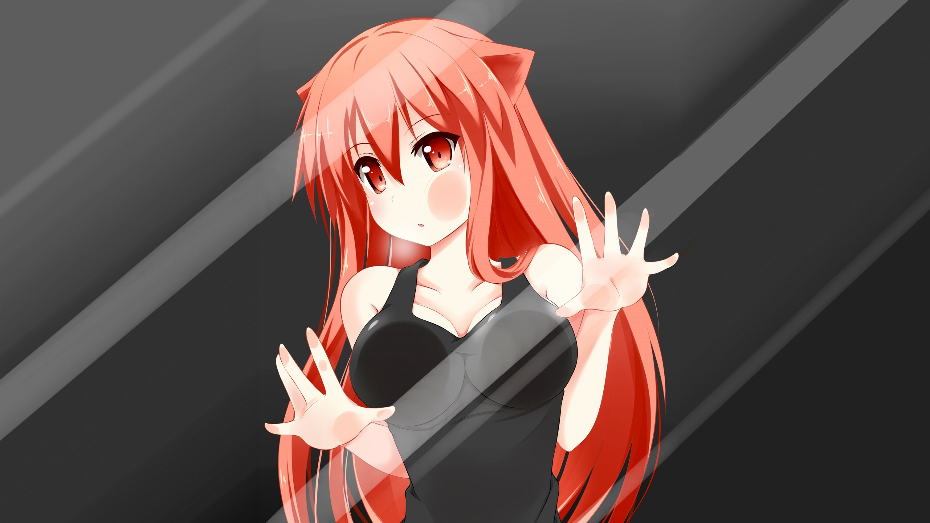 anime girls, window, redhead, HD Wallpaper
