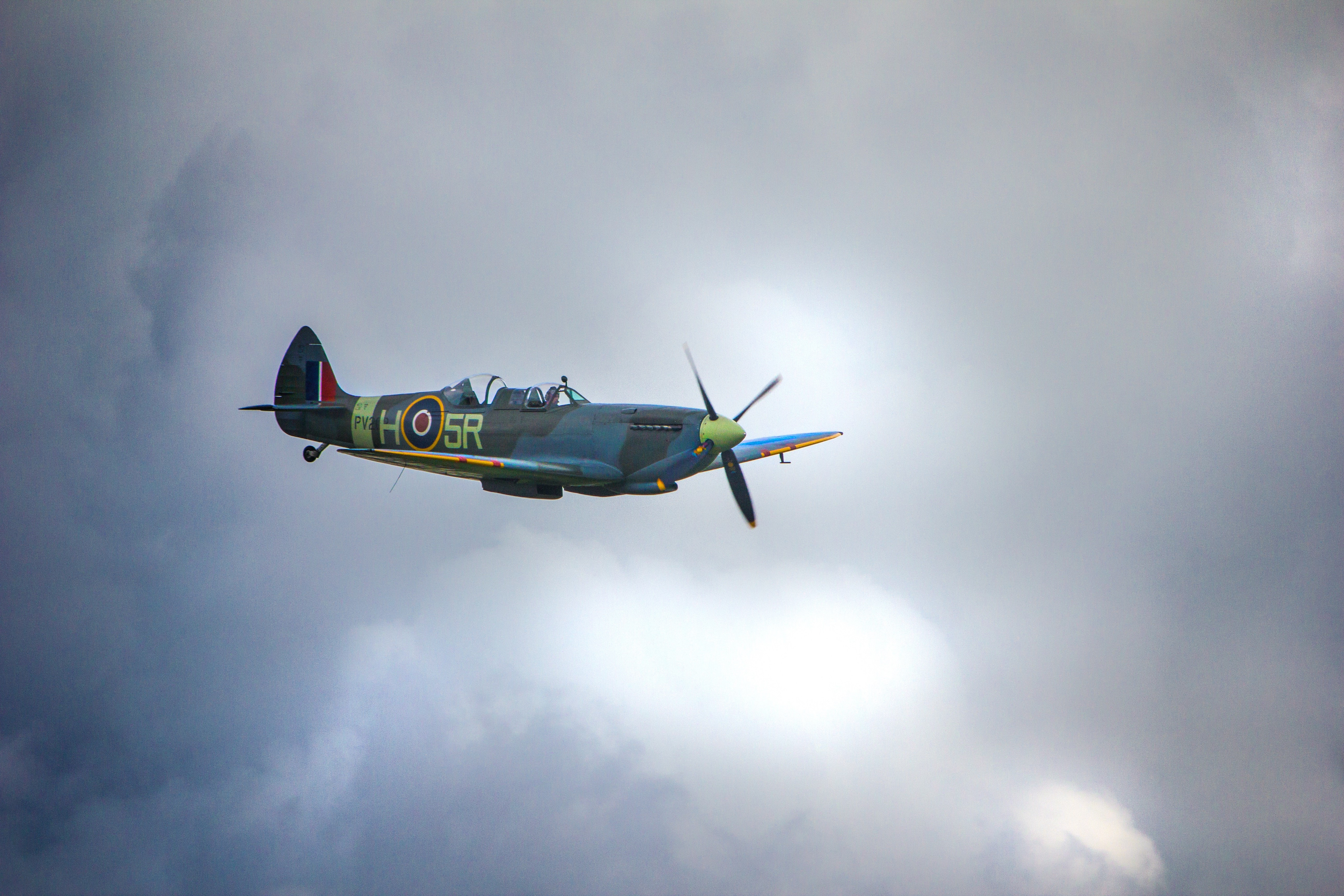 airplane, World War II, aircraft, clouds, HD Wallpaper